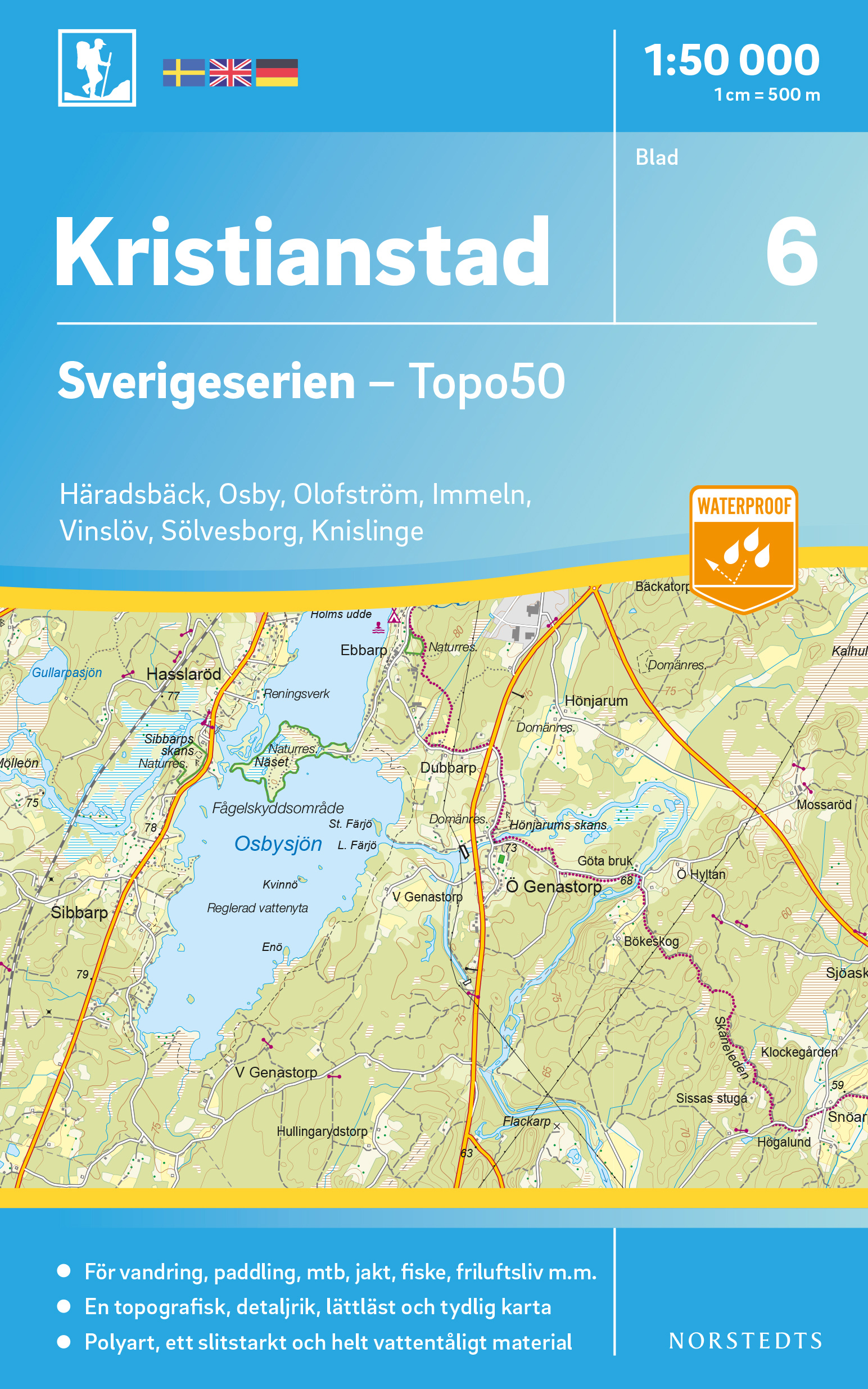 Wandelkaart - Topografische kaart 6 Sverigeserien Kristianstad | Norstedts