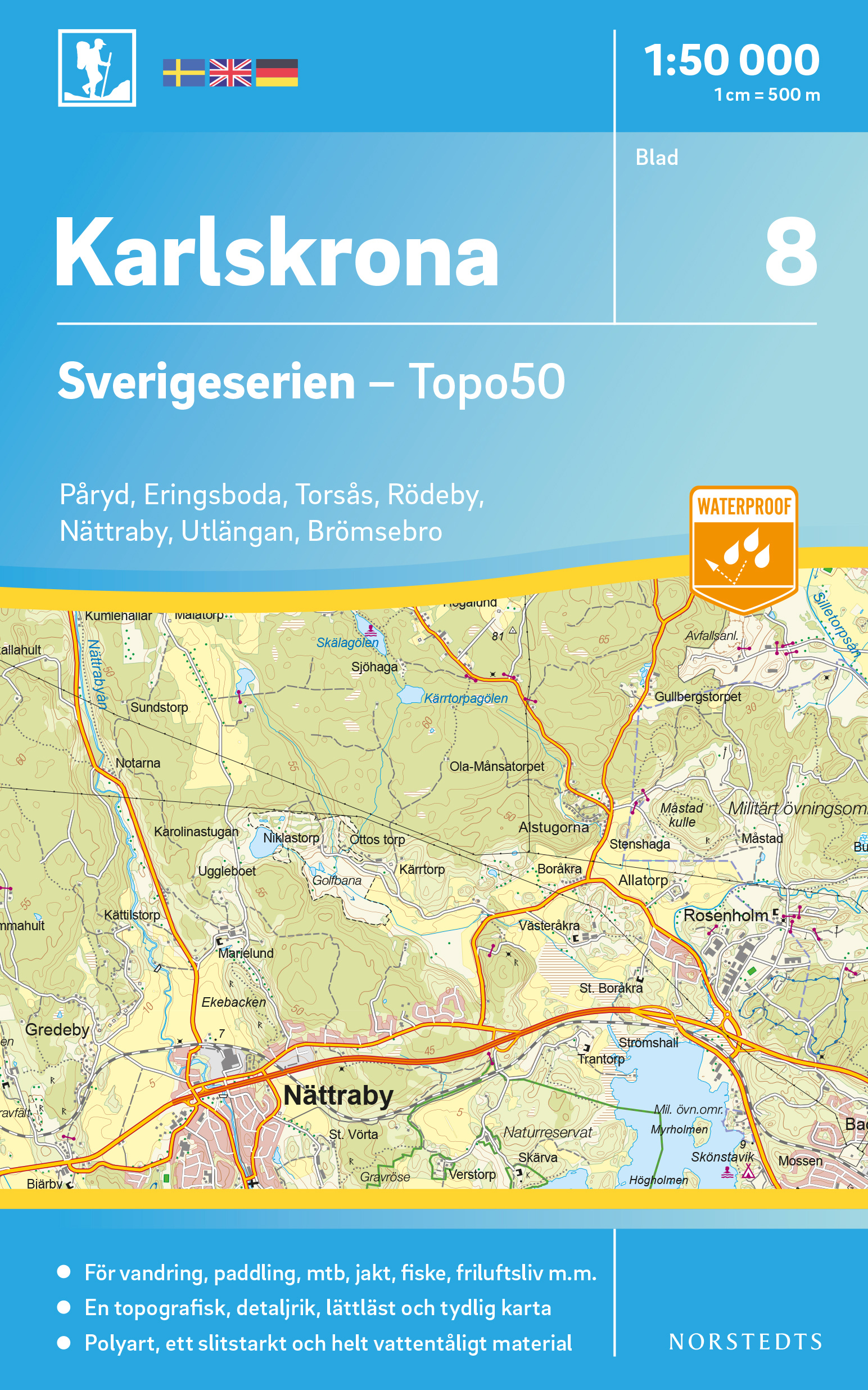 Online bestellen: Wandelkaart - Topografische kaart 8 Sverigeserien Karlskrona | Norstedts