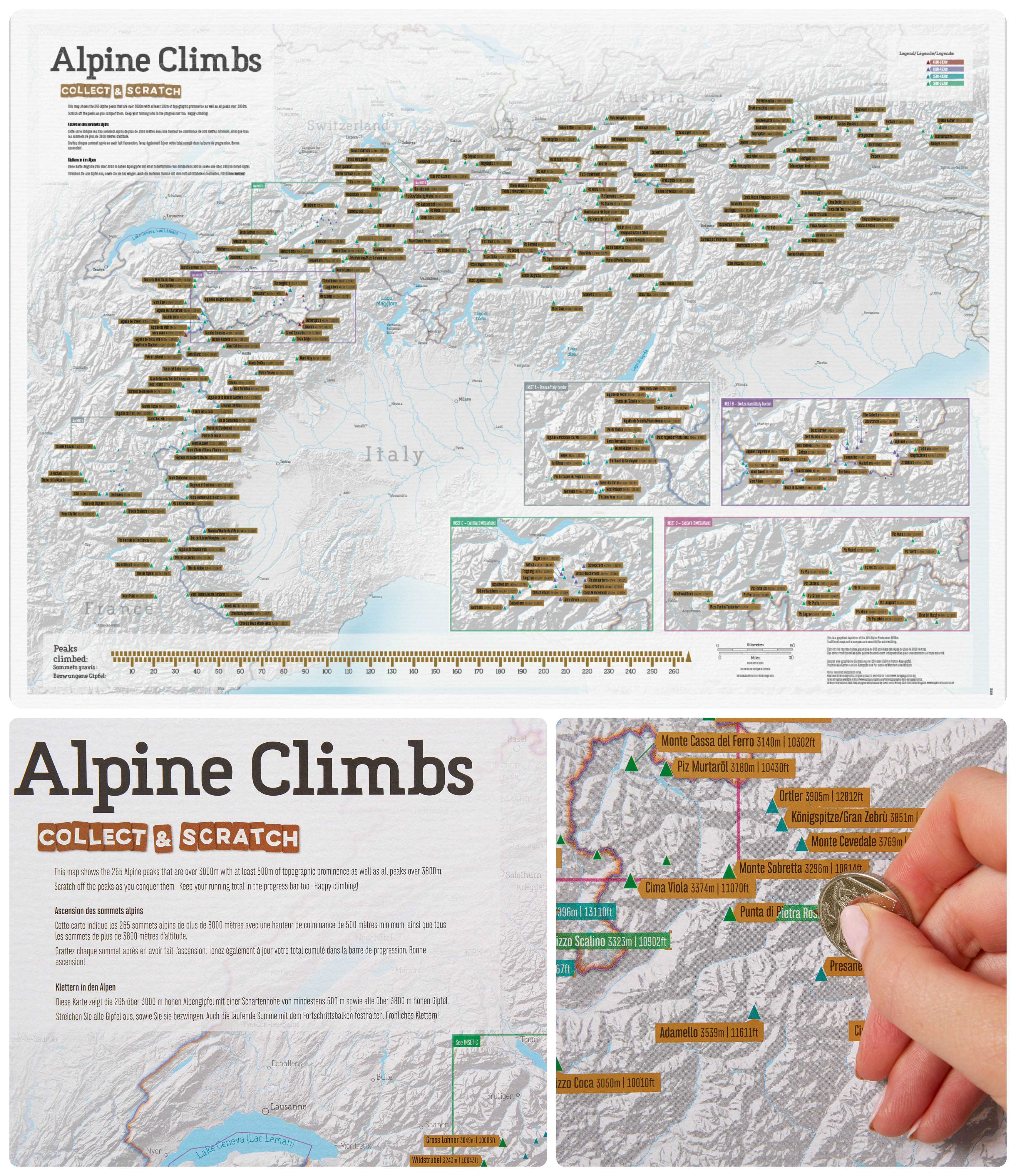 Online bestellen: Scratch Map Alpine Climbs - Beklimmingen in de Alpen Collect & Scratch | Maps International