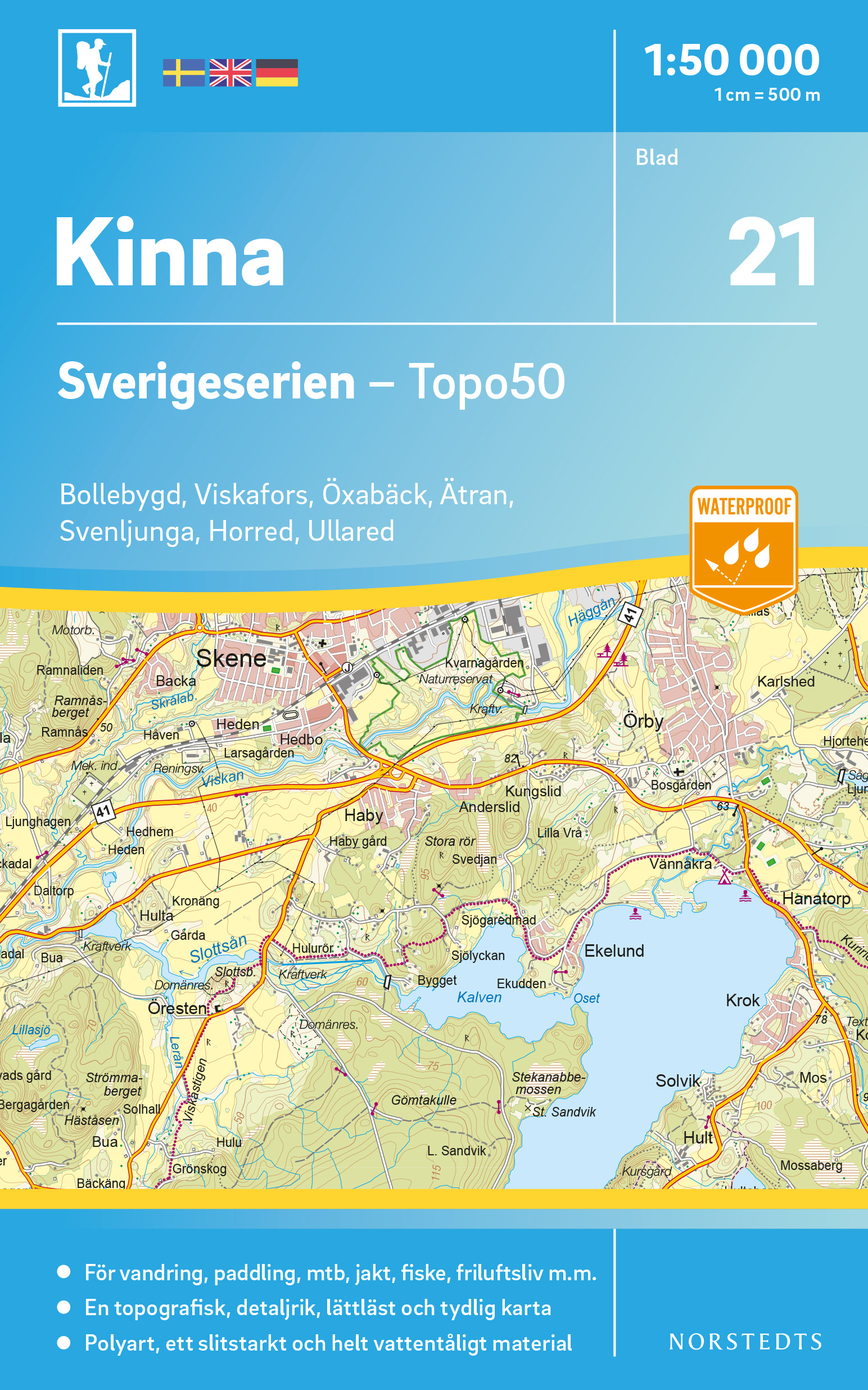 Wandelkaart - Topografische kaart 21 Sverigeserien Kinna | Norstedts