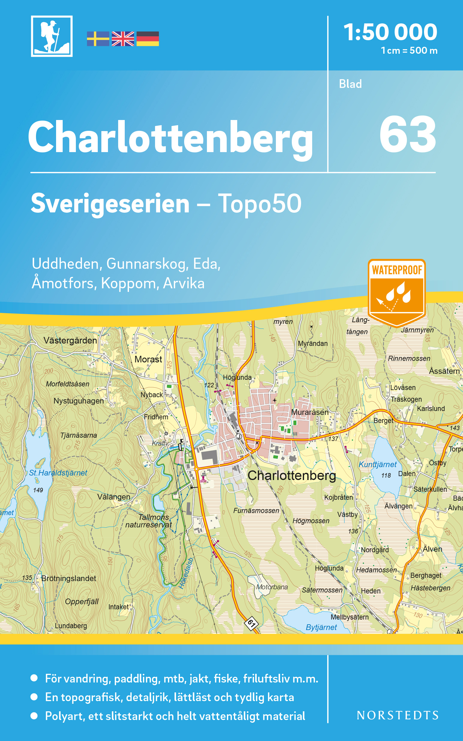 Online bestellen: Wandelkaart - Topografische kaart 63 Sverigeserien Charlottenberg | Norstedts