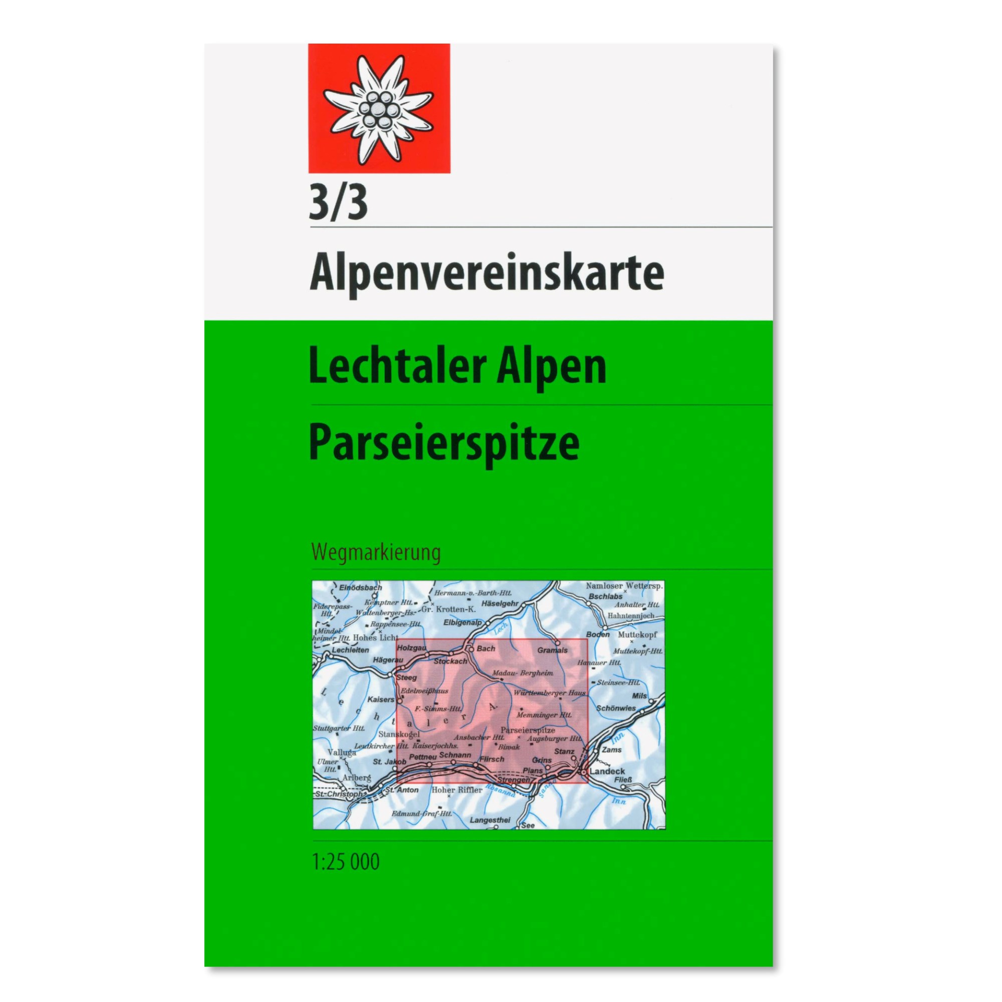 Online bestellen: Wandelkaart 3/3 Alpenvereinskarte Lechtaler Alpen - Parseierspitze | Alpenverein