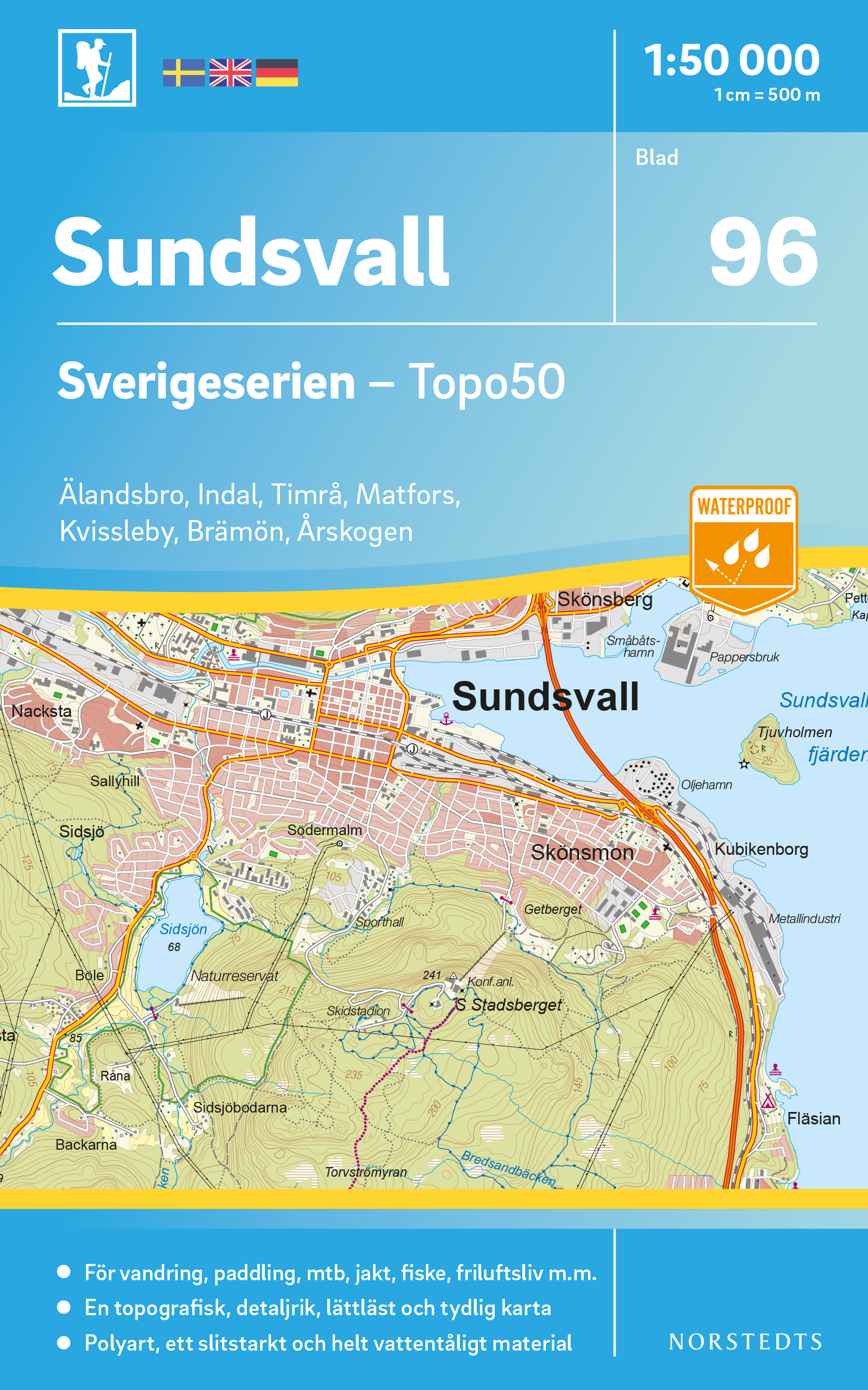 Online bestellen: Wandelkaart - Topografische kaart 96 Sverigeserien Sundsvall | Norstedts