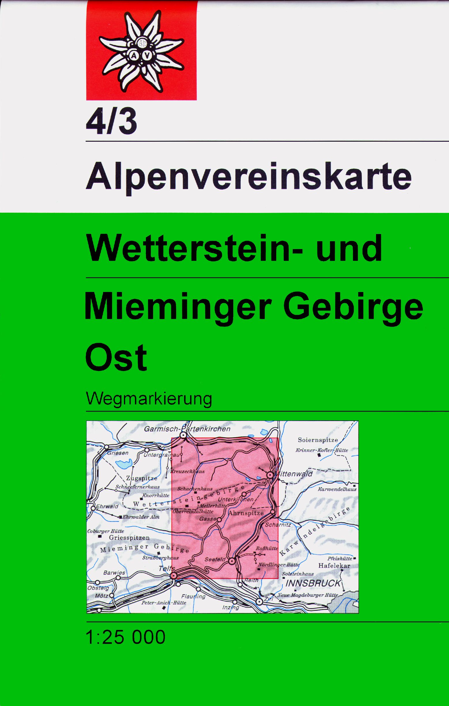 Online bestellen: Wandelkaart 4/3 Alpenvereinskarte Wetterstein und Mieminger Gebirge - Ost | Alpenverein