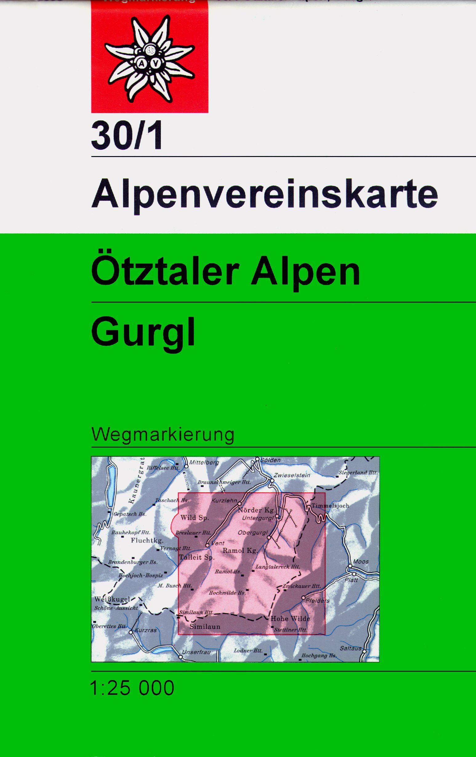 Online bestellen: Wandelkaart 30/1 Alpenvereinskarte Ötztaler Alpen - Gurgl | Alpenverein