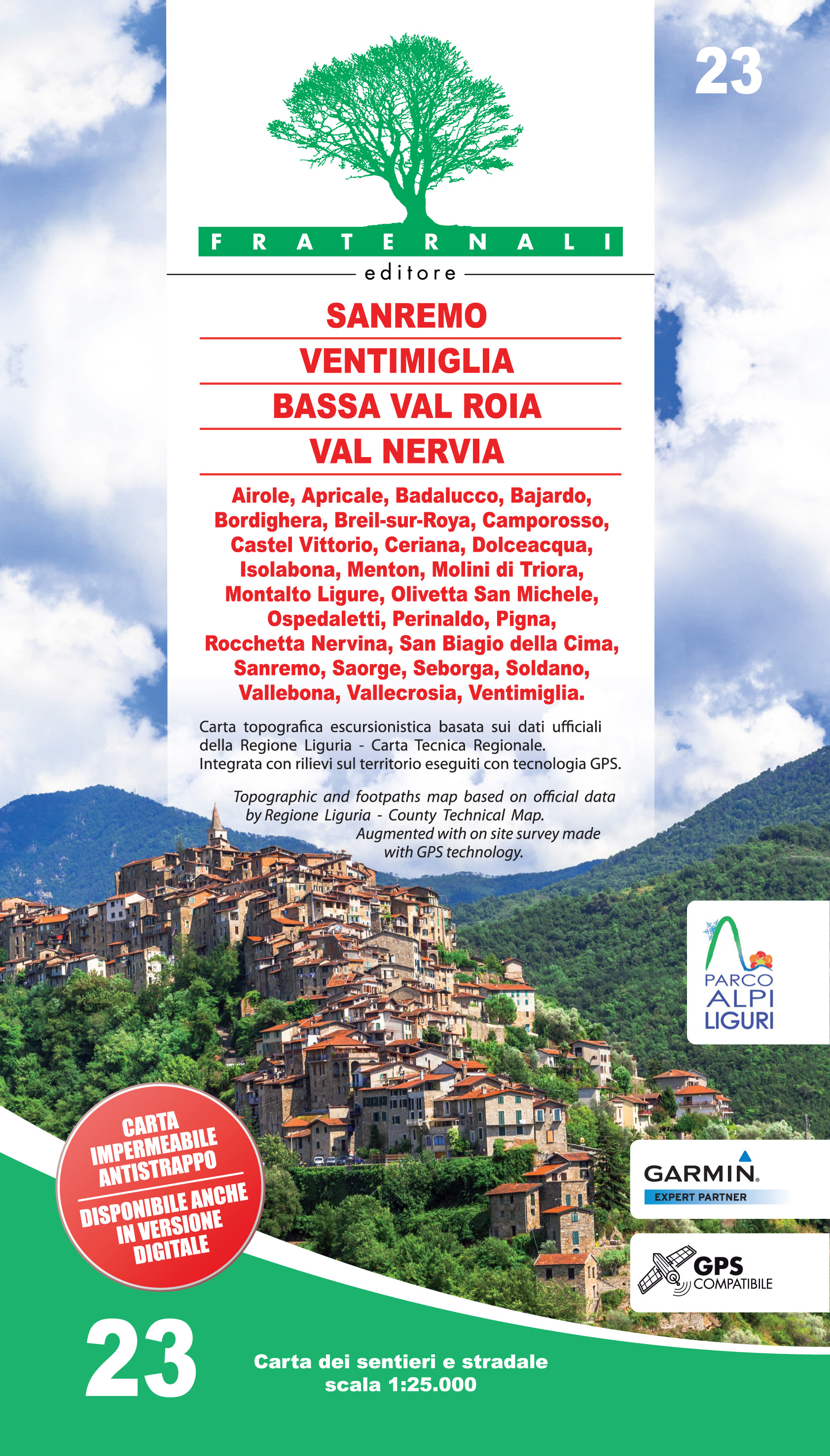 Online bestellen: Wandelkaart 23 Sanremo, Ventimiglia, Bassa Val Roia, Val Nervia | Fraternali Editore