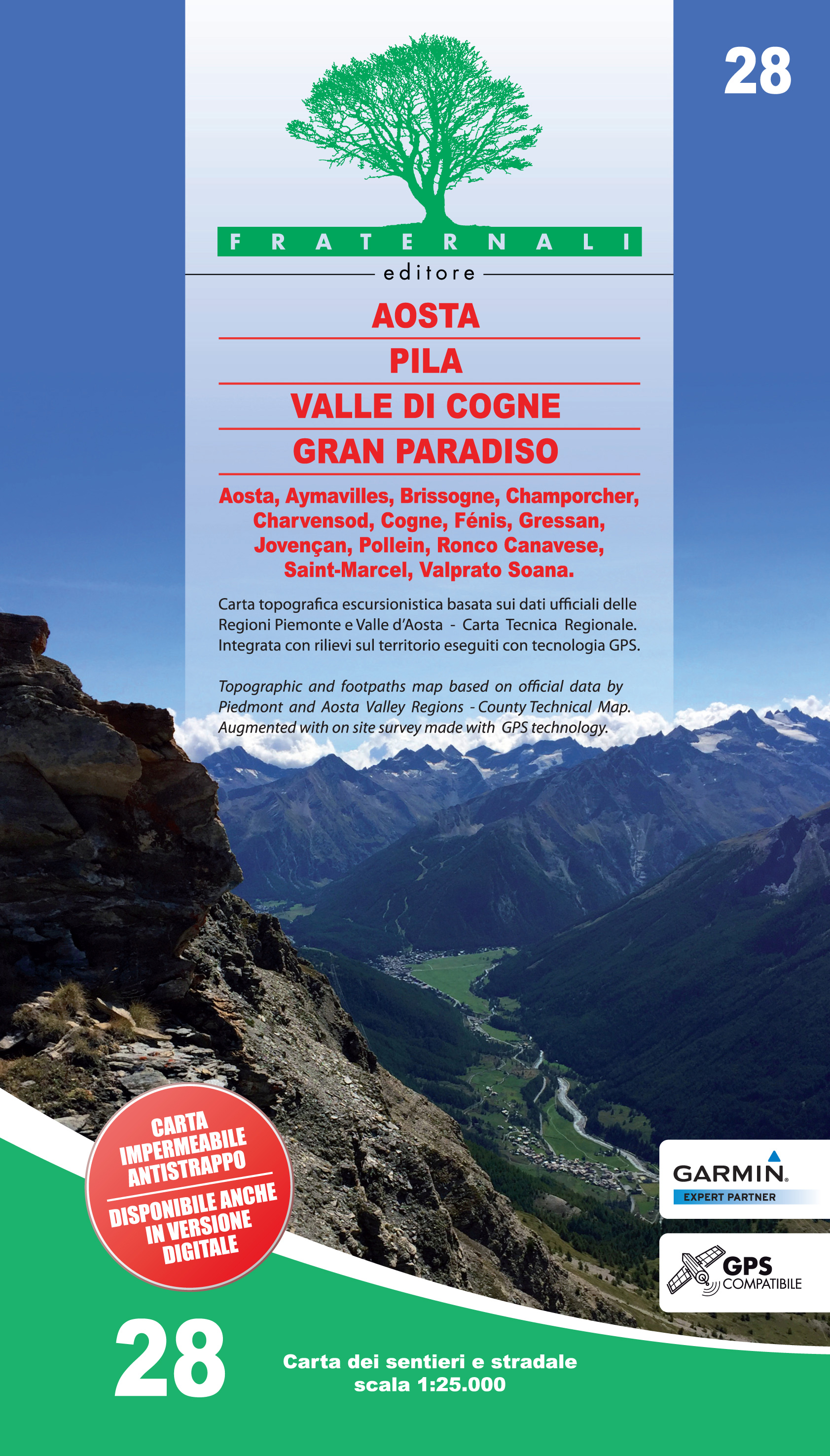 Online bestellen: Wandelkaart 28 Aosta, Pila, Valle di Cogne, Gran Paradiso | Fraternali Editore