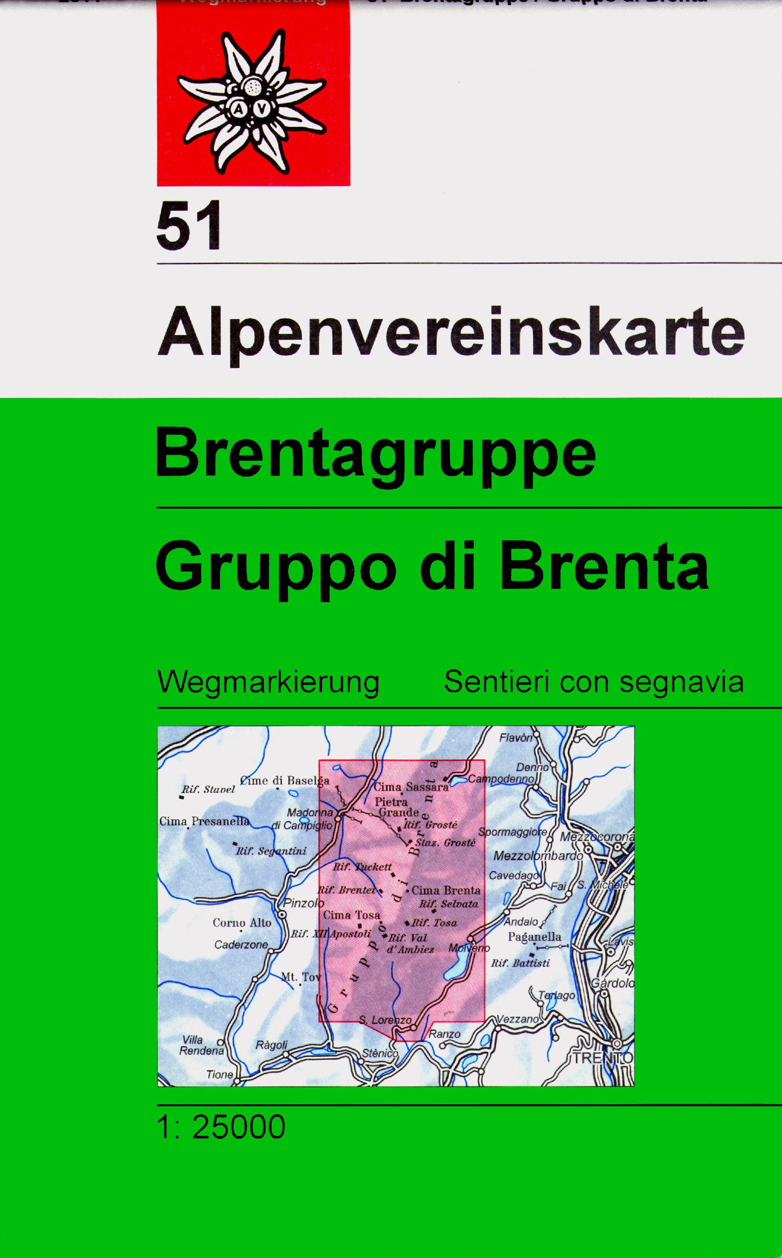 Online bestellen: Wandelkaart 51 Alpenvereinskarte Brentagruppe - Gruppo di Brenta | Alpenverein