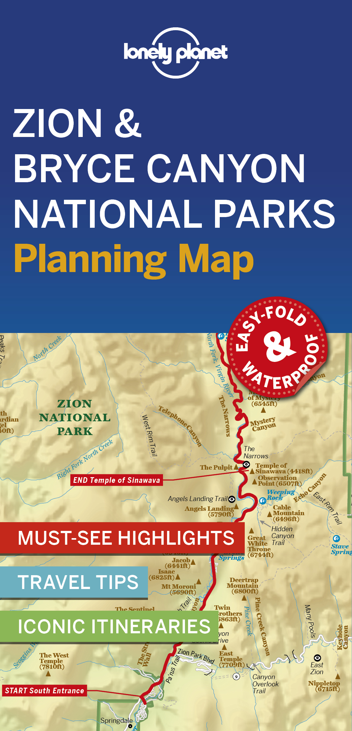 Online bestellen: Wegenkaart - landkaart Planning Map Zion - Bryce Canyon National Parks | Lonely Planet