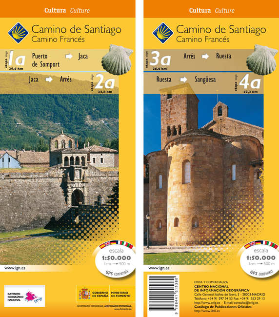 Online bestellen: Wandelkaart 1a-4a Camino Santiago de Compostella Puerte Somport - Sangüesa | CNIG - Instituto Geográfico Nacional