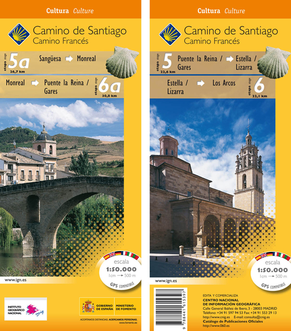 Online bestellen: Wandelkaart 5a-6 Camino Santiago de Compostella Sangüesa - Los Arcos | CNIG - Instituto Geográfico Nacional