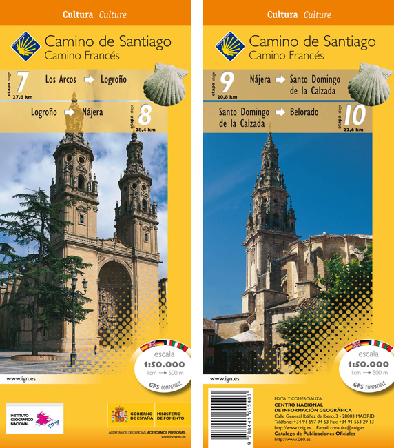 Online bestellen: Wandelkaart 7-10 Camino Santiago de Compostella Los Arcos - Belorado | CNIG - Instituto Geográfico Nacional
