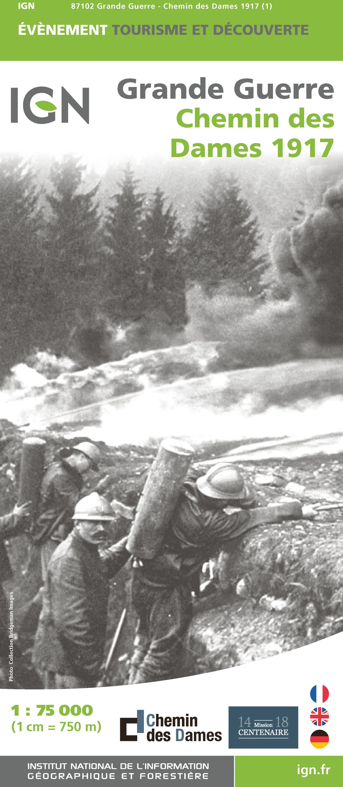 Online bestellen: Historische Kaart Grande Guerre - Chemin des Dames 1917 | IGN - Institut Géographique National