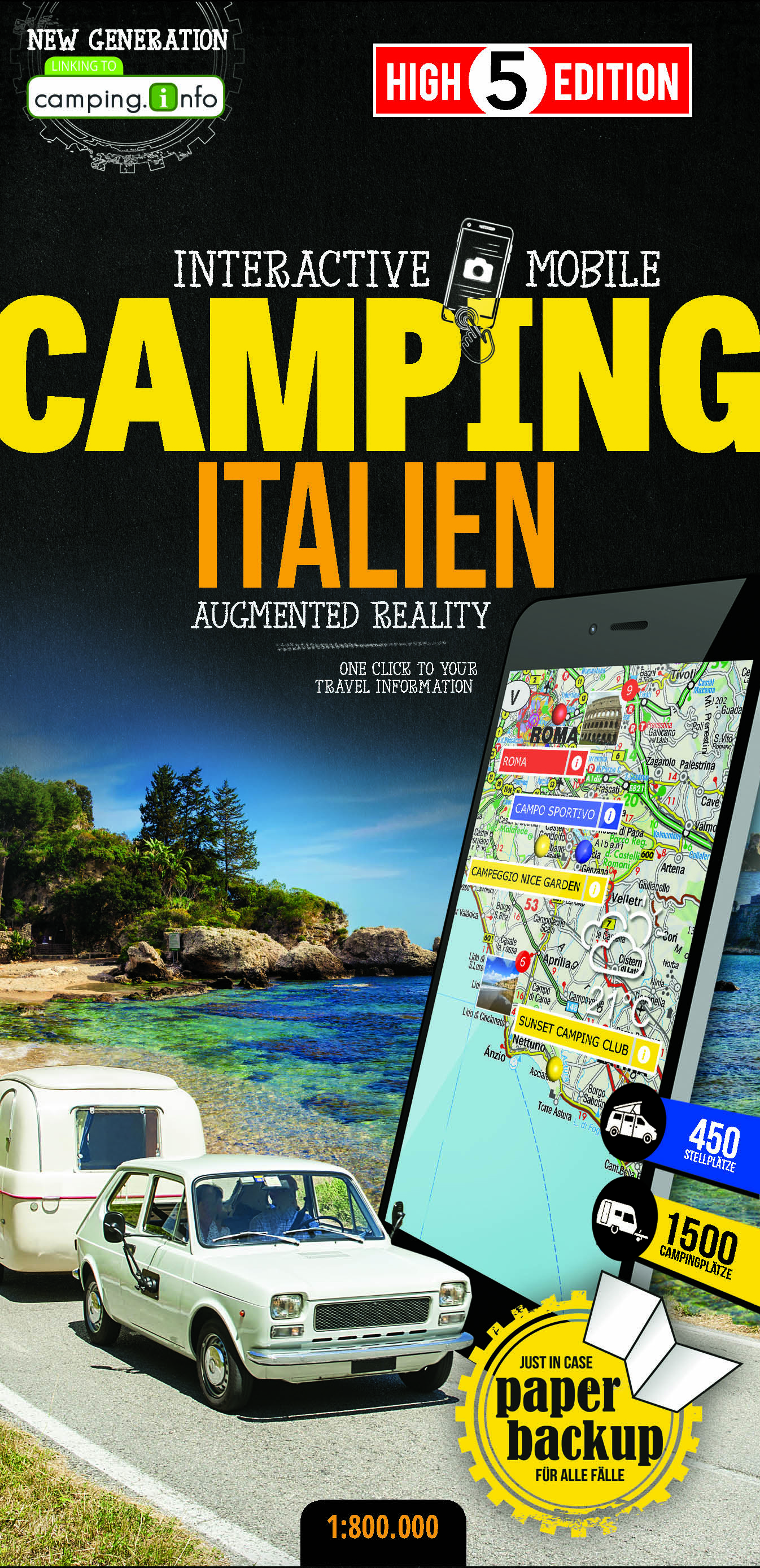 Online bestellen: Camperkaart - Wegenkaart - landkaart Italien - Italië | High 5 Edition