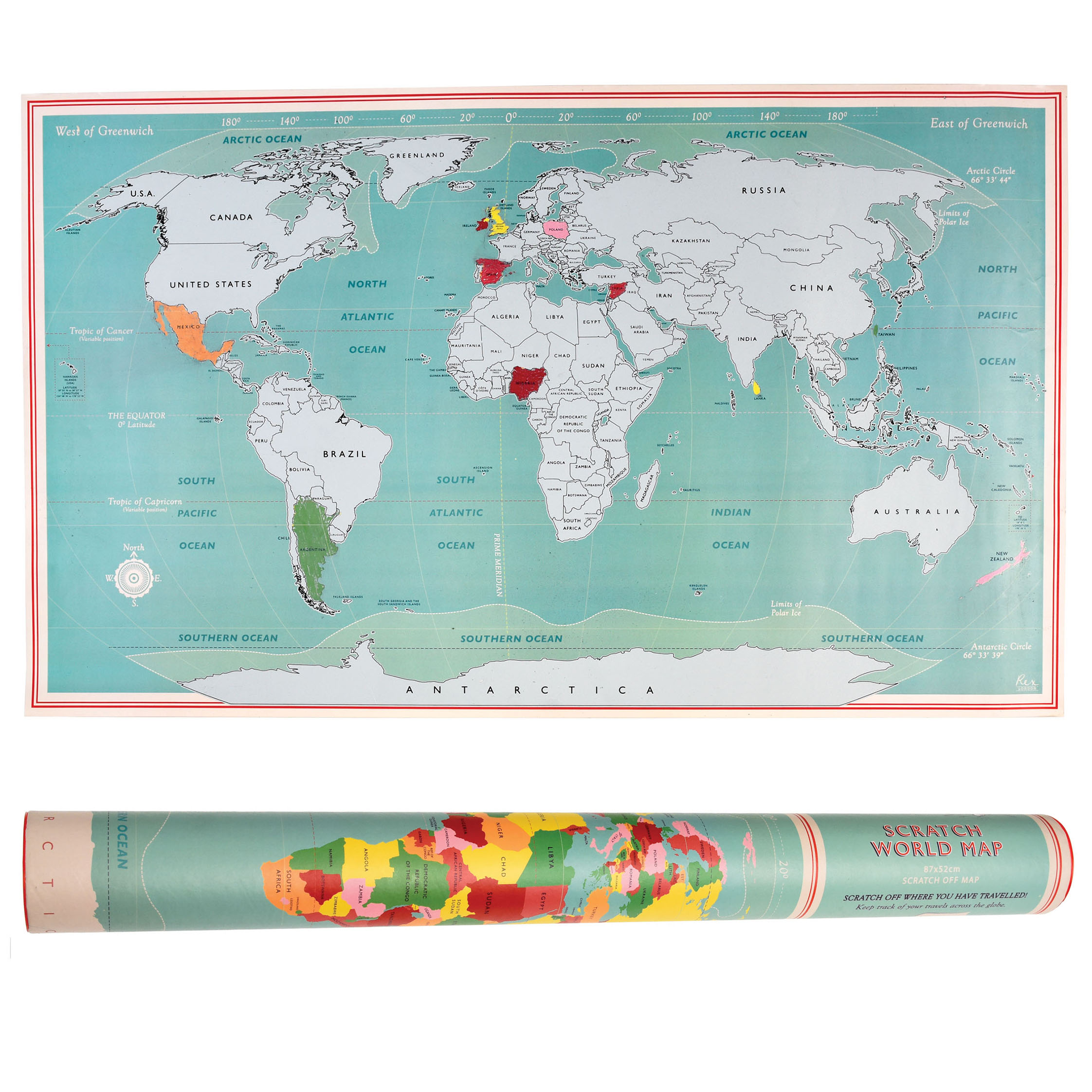 Scratch Map Vintage World Map…