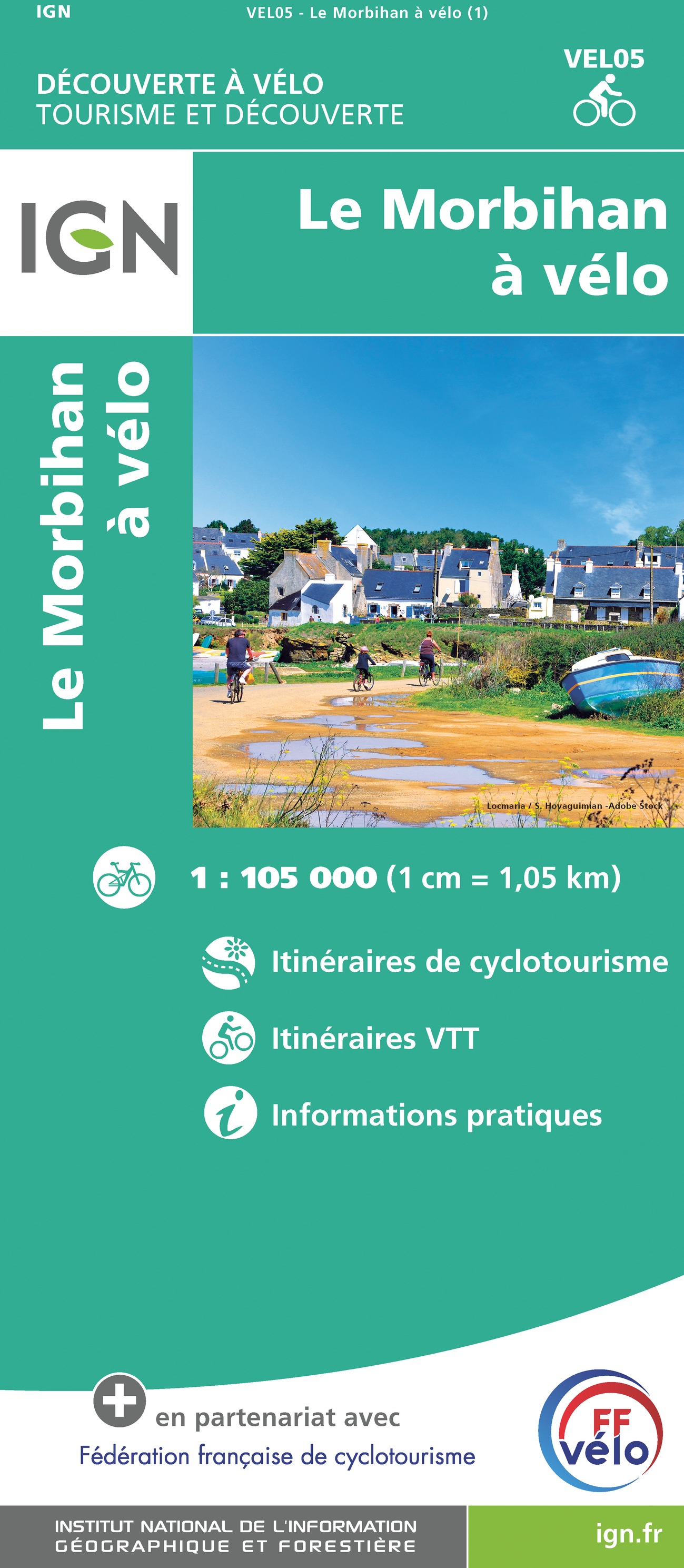 Fietskaart 5 Velo Le Morbihan a Velo | IGN - Institut Géographique National