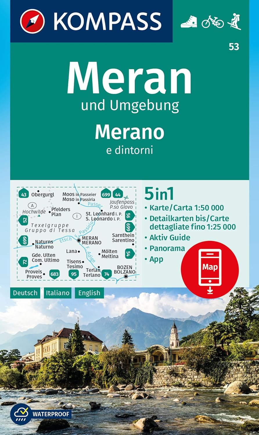 Online bestellen: Wandelkaart 53 Meran - Merano | Kompass