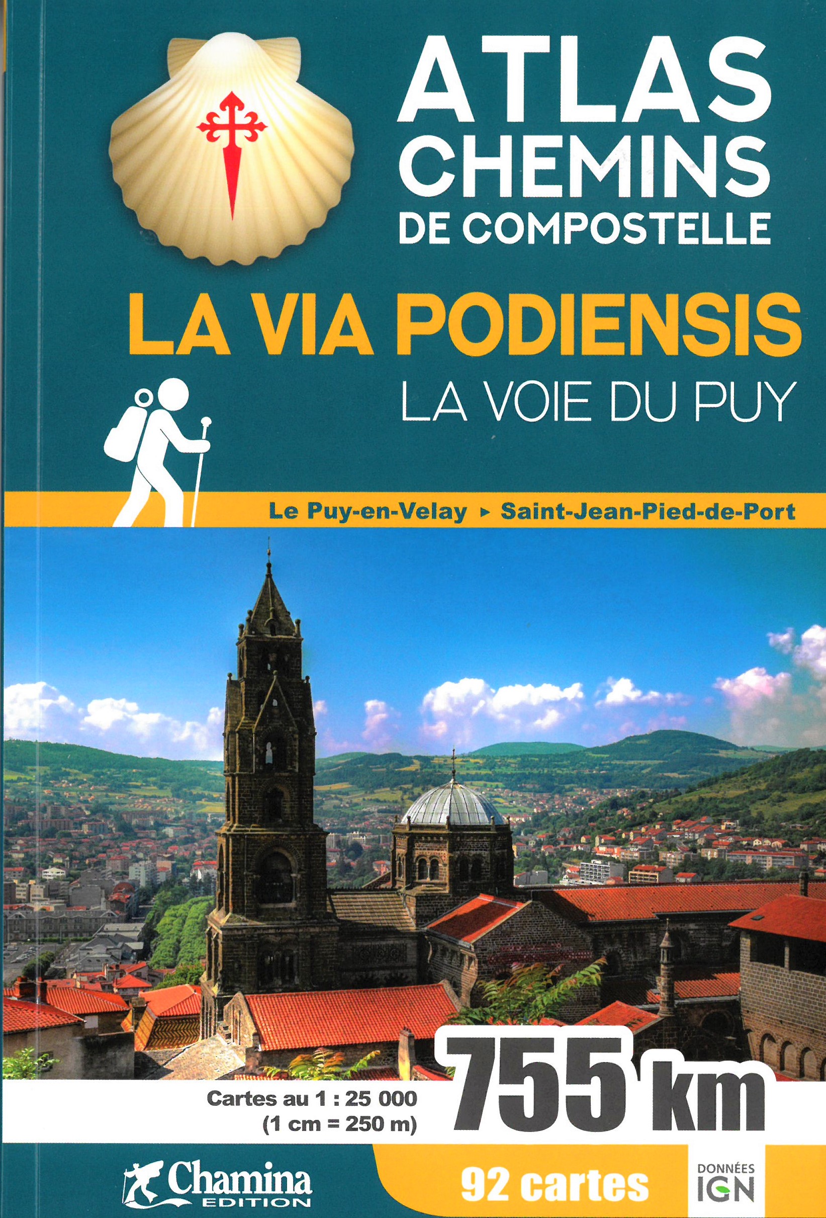 Online bestellen: Wandelatlas La via podiensis GR65 - La voie du puy Atlas Chemins de Compostelle | Chamina