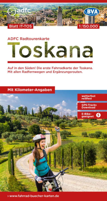 Online bestellen: Fietskaart ITTOSK ADFC Regionalkarte Toskana - Toscane | BVA BikeMedia