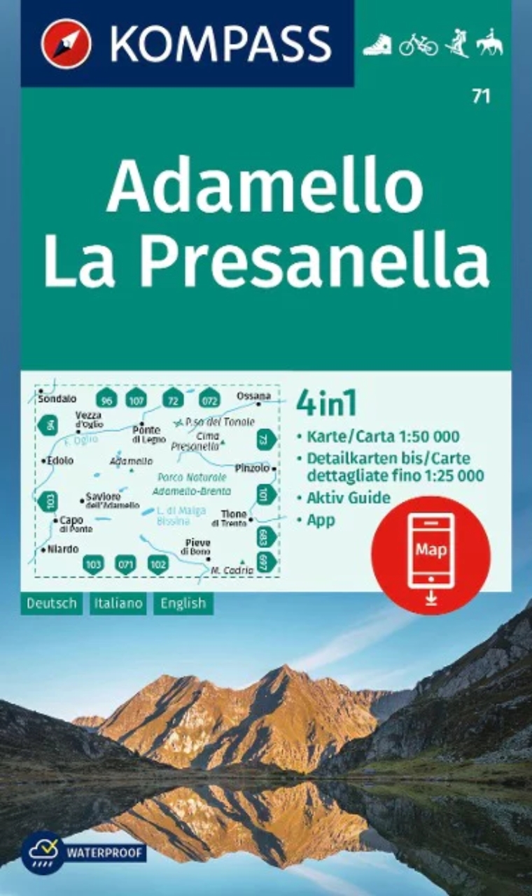 Online bestellen: Wandelkaart 71 Adamello - La Presanella | Kompass