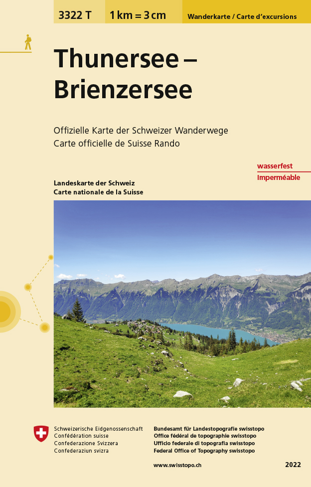 Online bestellen: Wandelkaart - Topografische kaart 3322T Thunersee -Brienzersee | Swisstopo