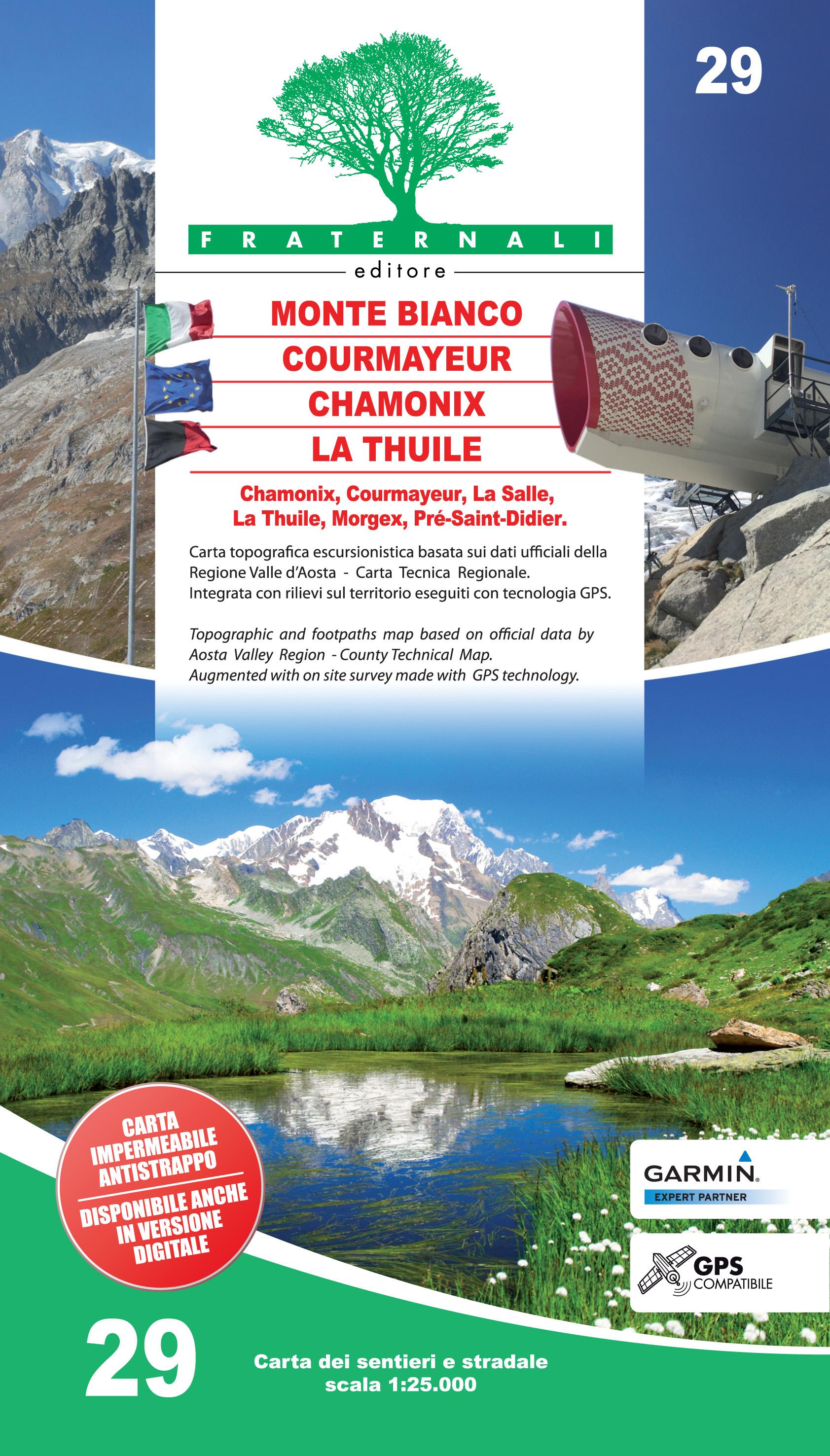 Online bestellen: Wandelkaart 29 Mont Blanc, Monte Bianco, Courmayeur, Chamonix, La Thuile | Fraternali Editore