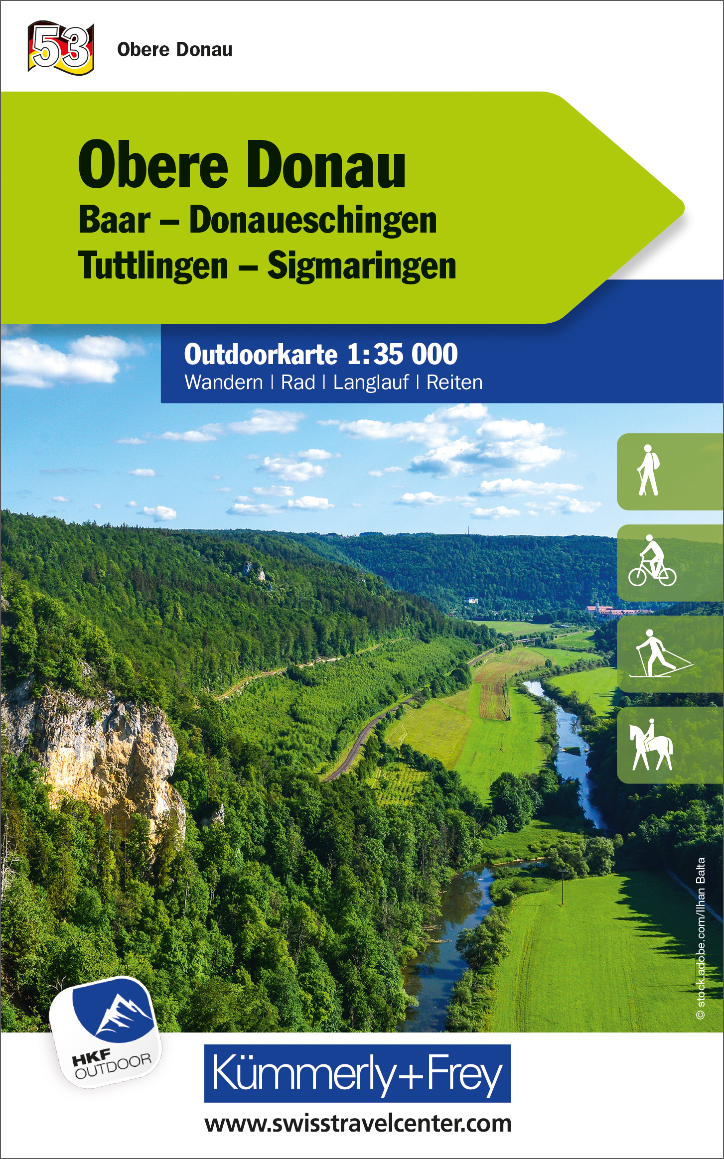 Online bestellen: Wandelkaart 53 Outdoorkarte Obere Donau | Kümmerly & Frey