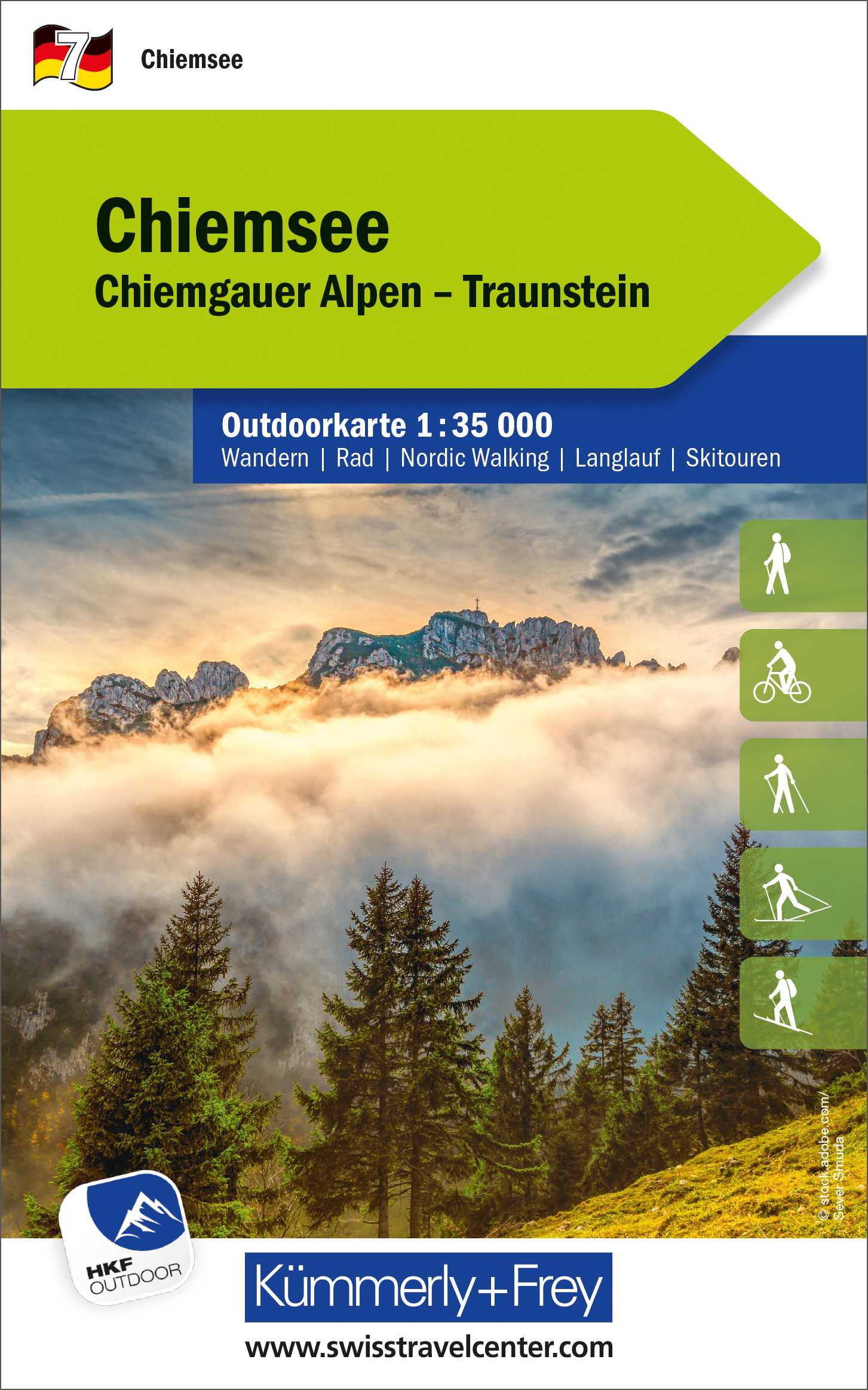 Online bestellen: Wandelkaart 7 Outdoorkarte Chiemsee | Kümmerly & Frey