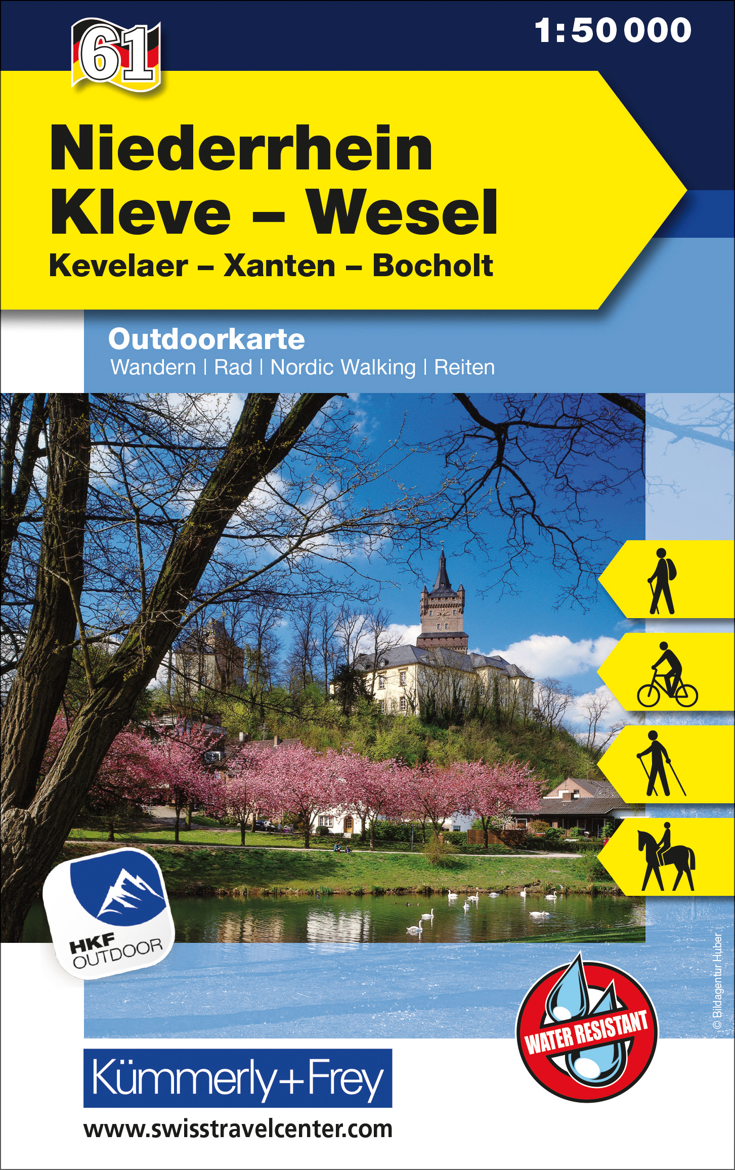 Online bestellen: Wandelkaart 61 Outdoorkarte Niederrhein, Kleve - Wesel | Kümmerly & Frey