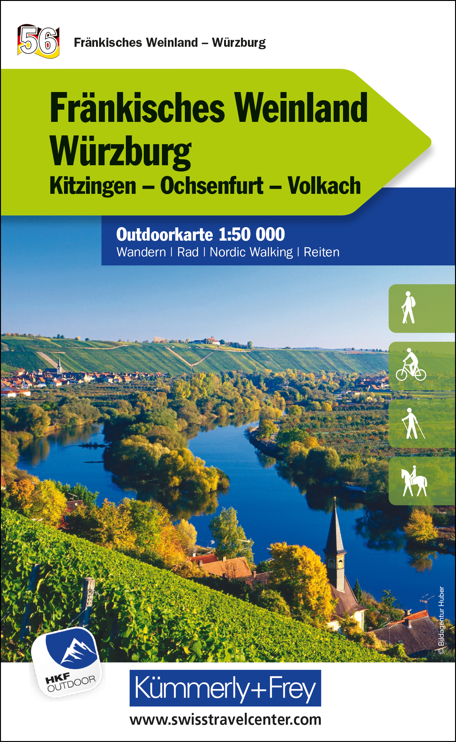 Online bestellen: Wandelkaart 56 Outdoorkarte Fränkisches Weinland, Würzburg | Kümmerly & Frey