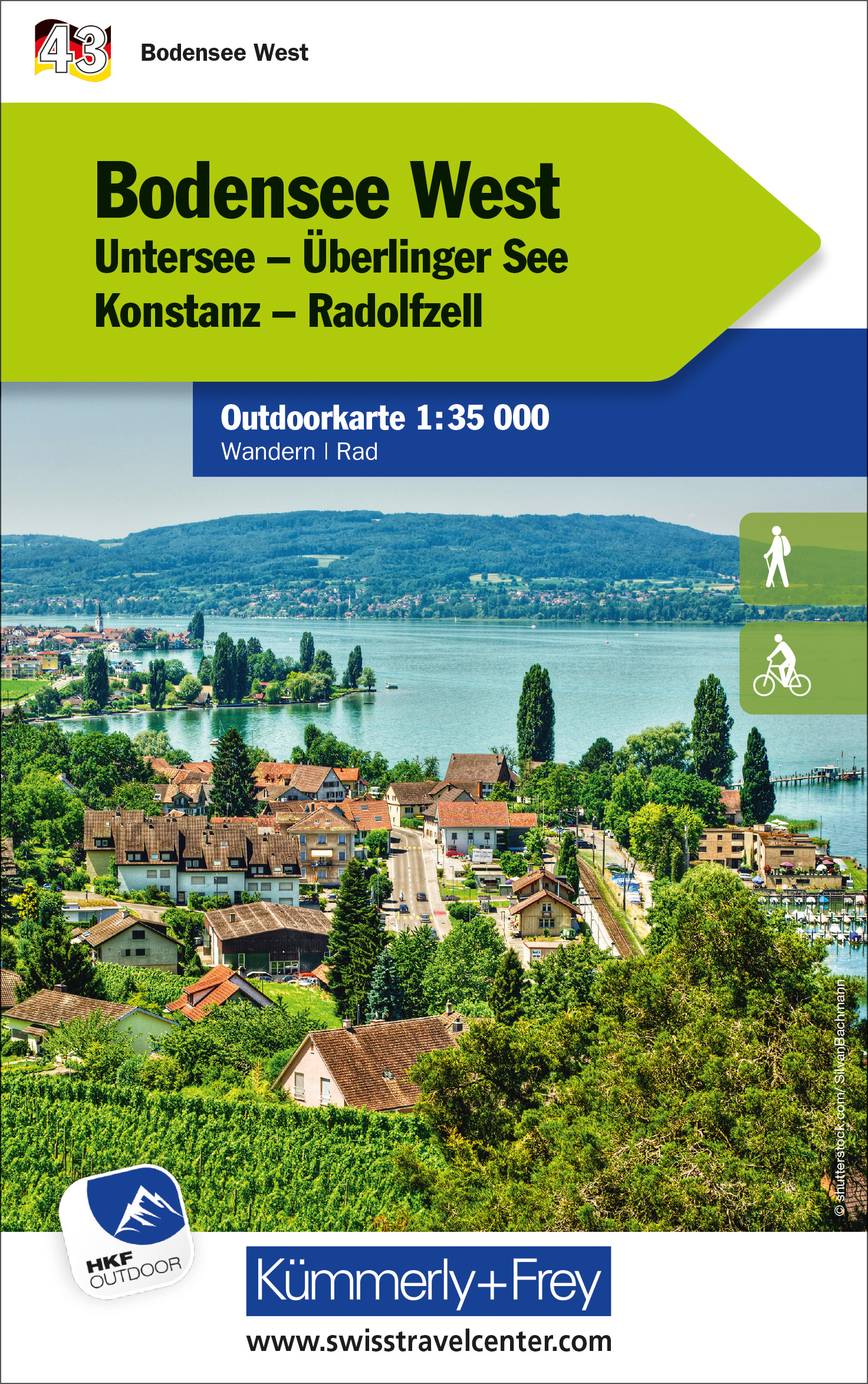 Online bestellen: Wandelkaart 43 Outdoorkarte Bodensee West | Kümmerly & Frey