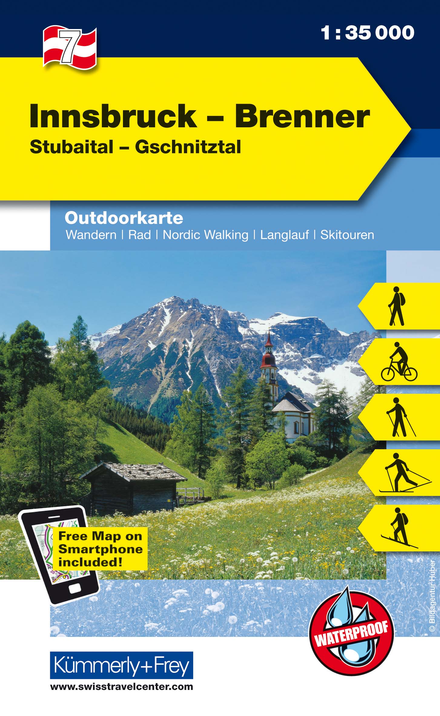 Online bestellen: Wandelkaart 7 Outdoorkarte AT Innsbruck - Brenner | Kümmerly & Frey