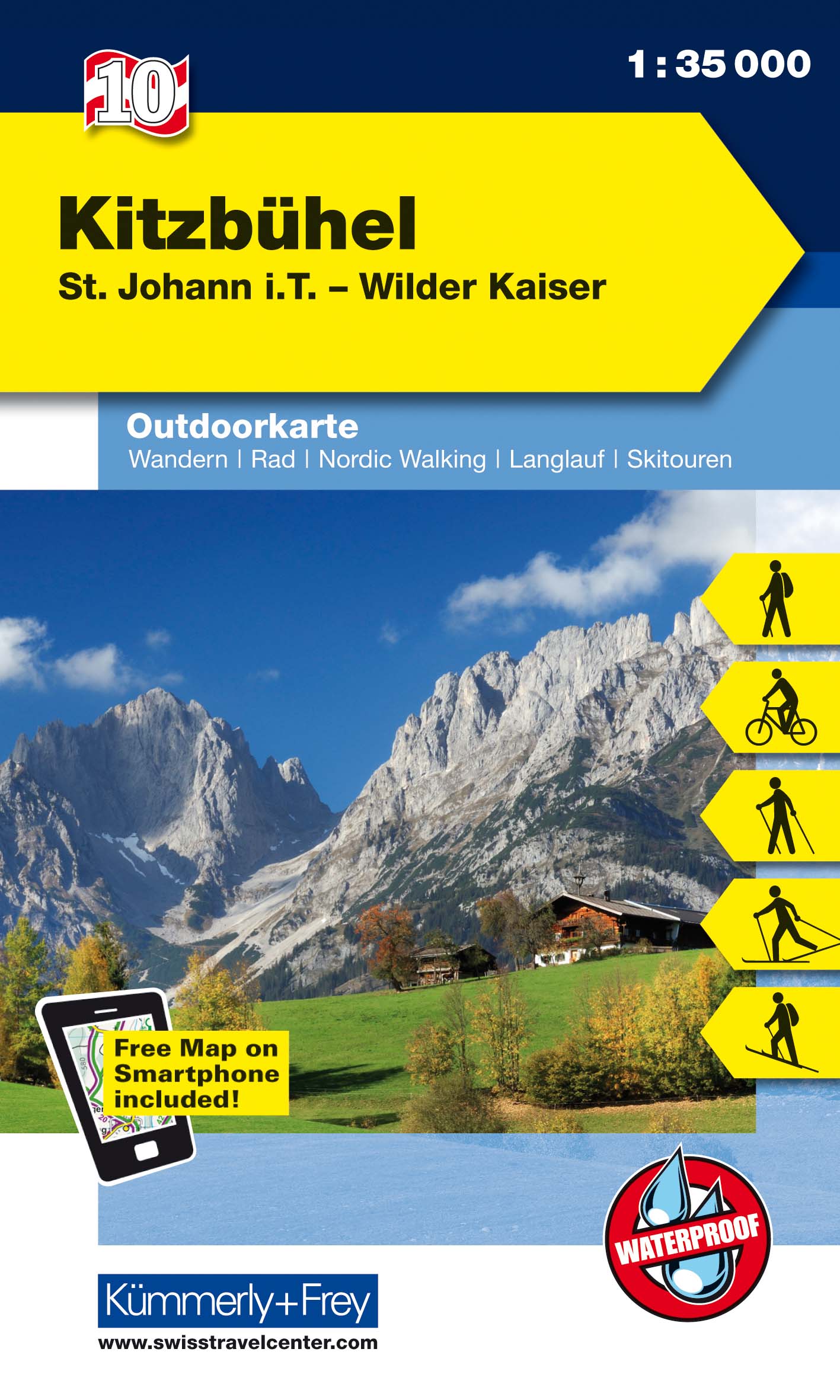 Online bestellen: Wandelkaart 10 Outdoorkarte AT Kitzbühel | Kümmerly & Frey