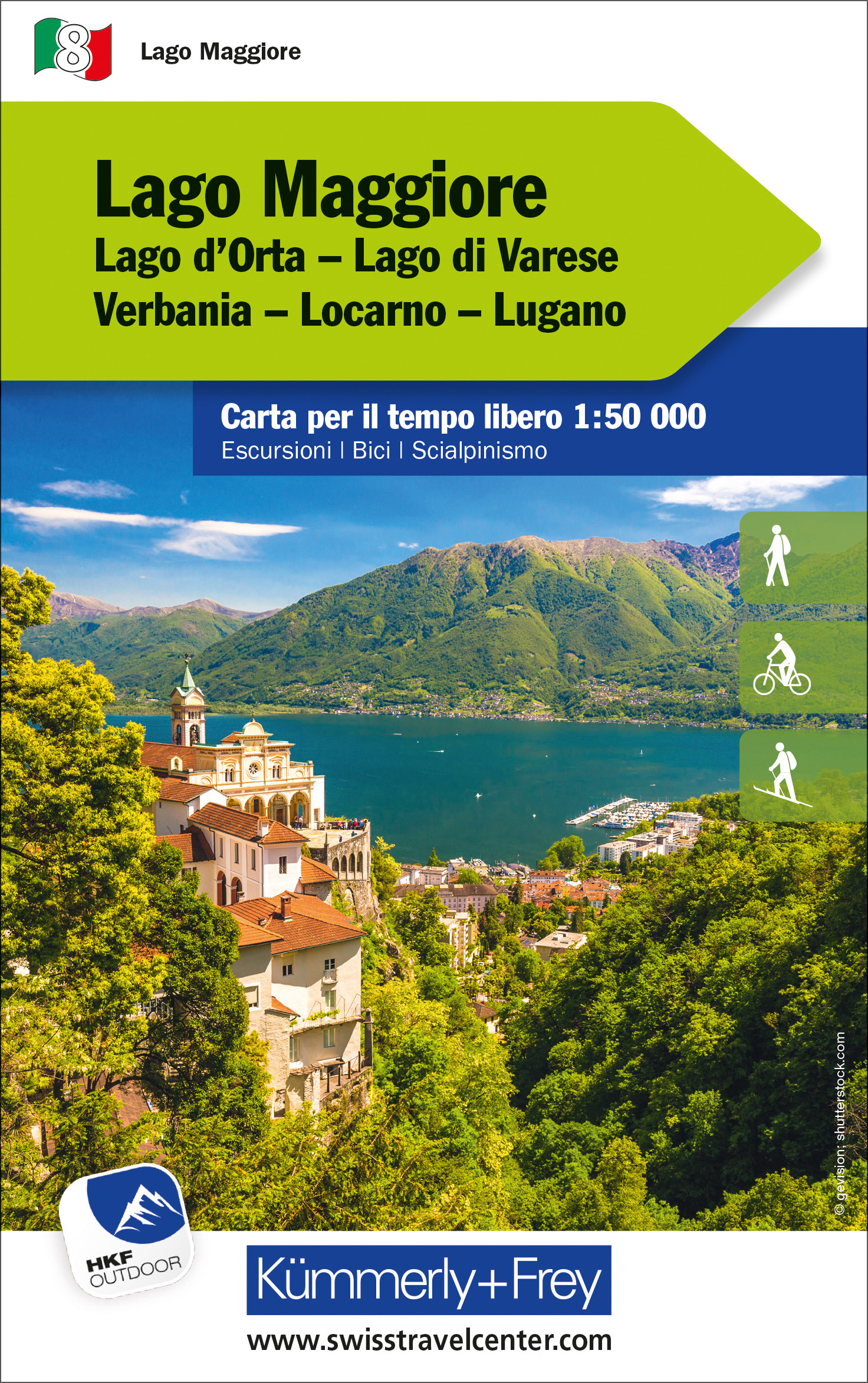 Online bestellen: Wandelkaart - Fietskaart 8 Outdoorkarte IT Lago Maggiore | Kümmerly & Frey