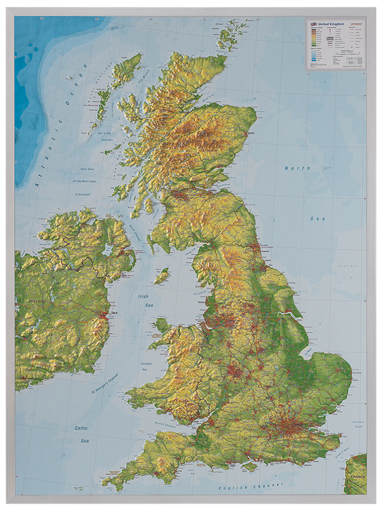 Online bestellen: Reliëfkaart Great Britain & Ireland - Groot Brittannië & Ierland | GeoRelief