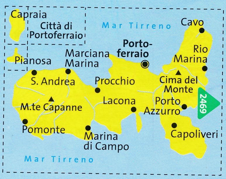 TOPO Wandelkaart 2468 - Isola d'Elba- Italië - Kompass