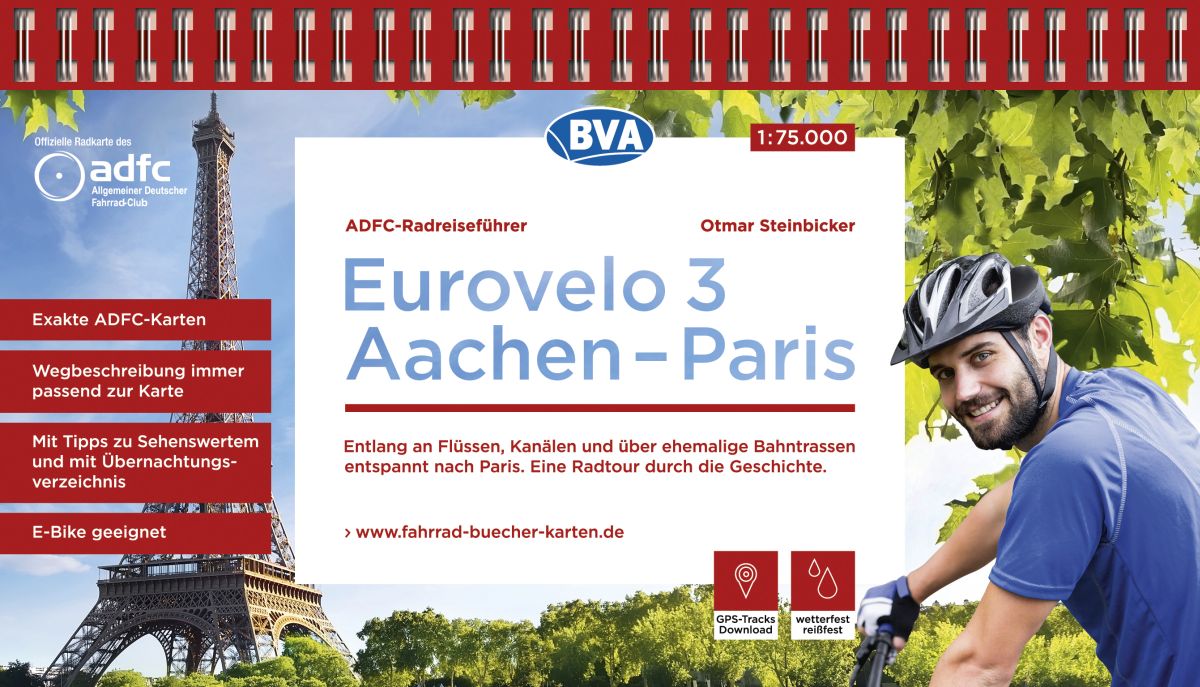 Online bestellen: Fietsgids Eurovelo 3: Aachen - Paris, Aken - Parijs | BVA BikeMedia