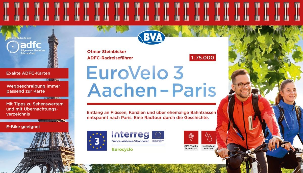Online bestellen: Fietsgids Eurovelo 3: Aachen - Paris, Aken - Parijs | BVA BikeMedia