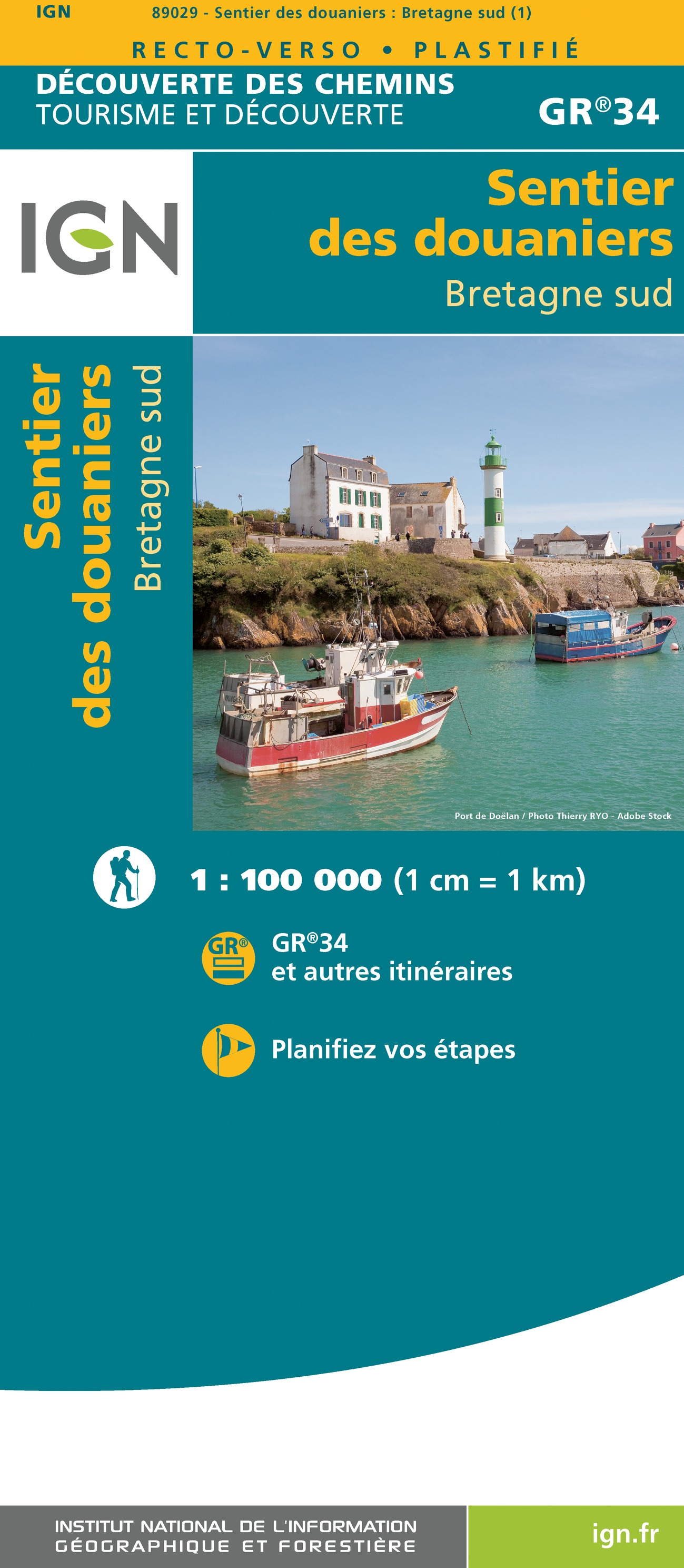 Online bestellen: Wandelkaart - Wegenkaart - landkaart 89029 Sentier des Douaniers - Bretagne sud GR34 | IGN - Institut Géographique National