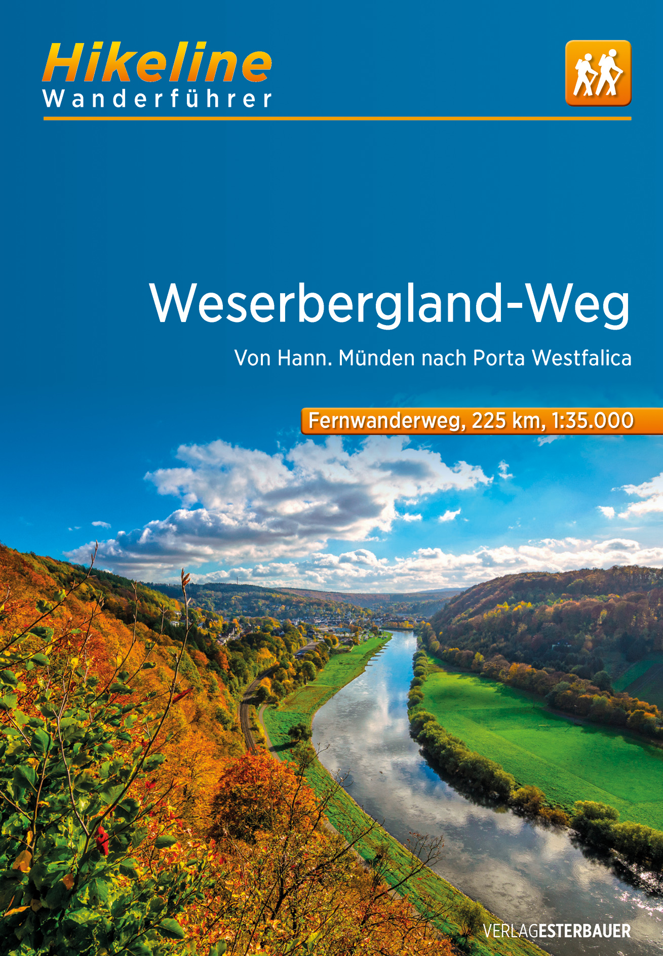 Online bestellen: Wandelgids Hikeline Weserbergland-Weg | Esterbauer