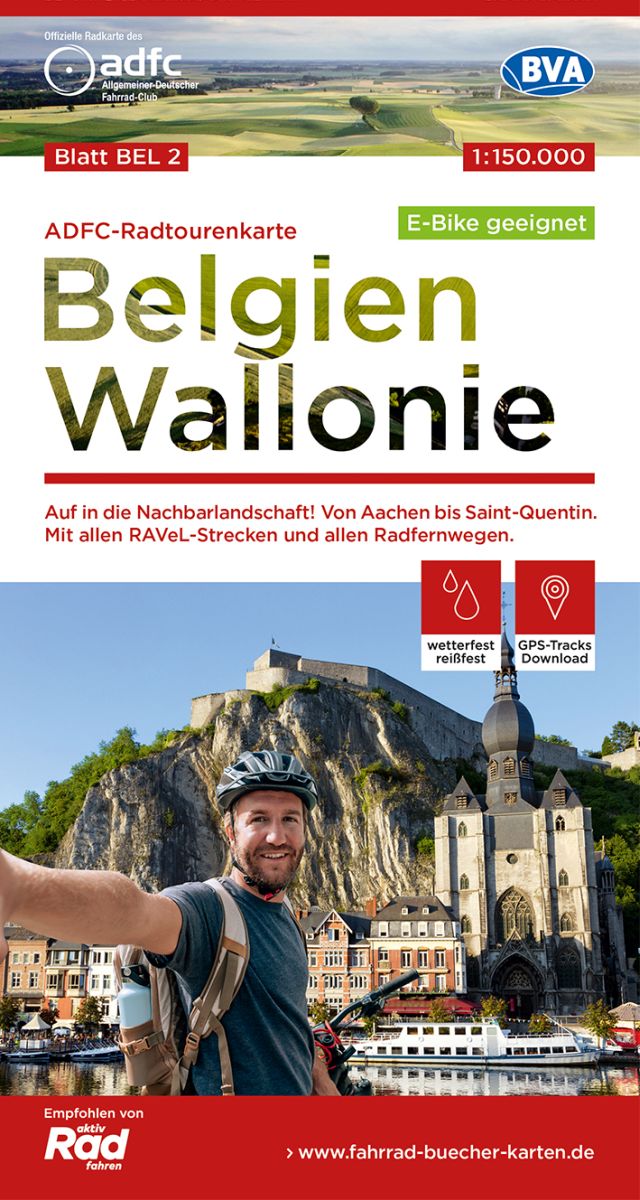 Online bestellen: Fietskaart BEL2 ADFC Radtourenkarte Wallonië - Ardennen - België | BVA BikeMedia