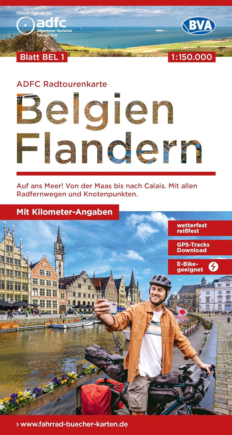 Online bestellen: Fietskaart BEL1 ADFC Radtourenkarte Vlaanderen - Flandern - België | BVA BikeMedia