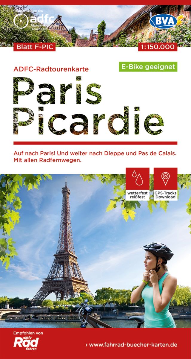 Online bestellen: Fietskaart F-PIC ADFC Radtourenkarte Paris - Picardie - Frankrijk noordwest | BVA BikeMedia