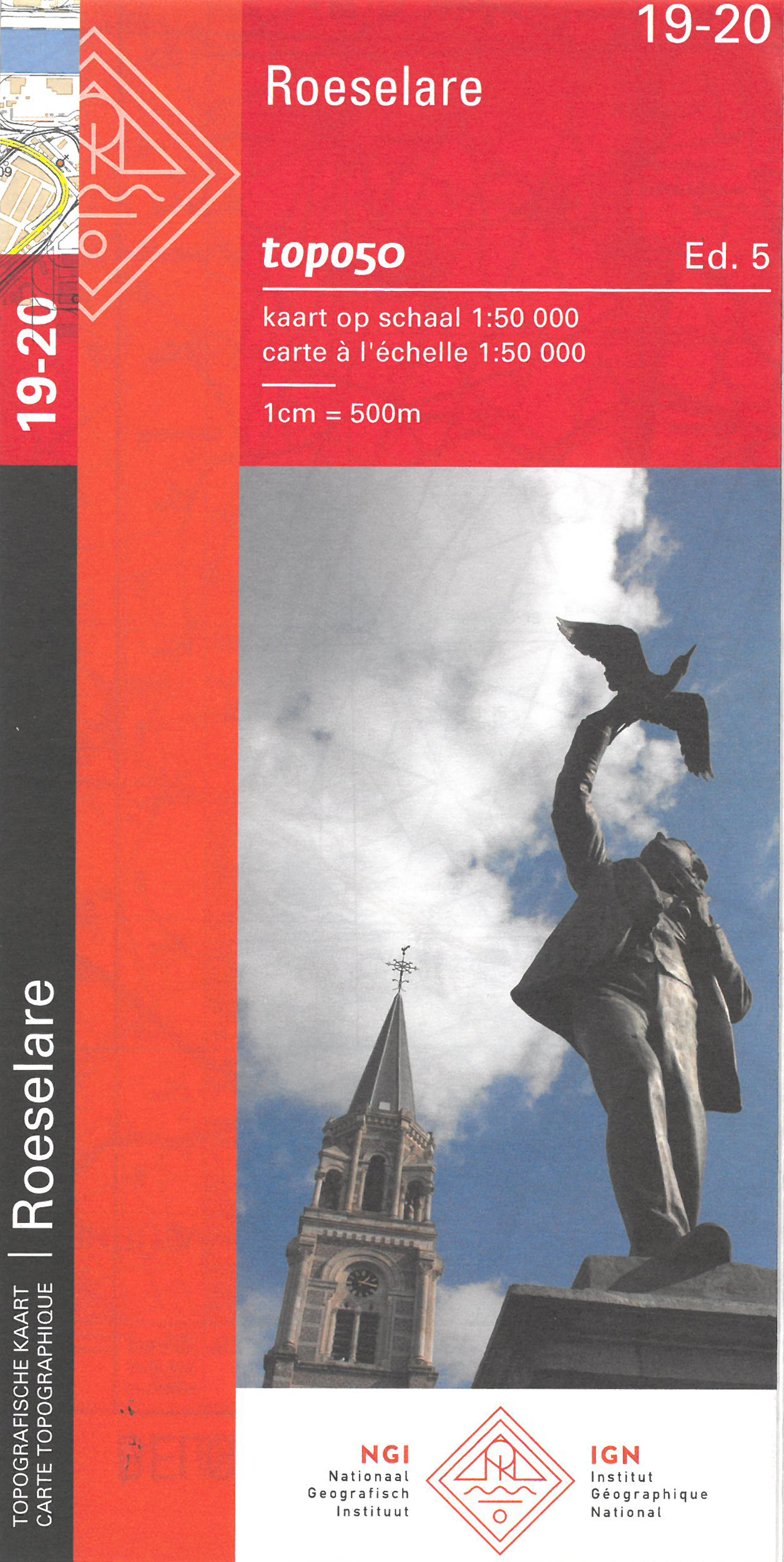 Online bestellen: Topografische kaart - Wandelkaart 19-20 Topo50 Roeselare - Veurne | NGI - Nationaal Geografisch Instituut