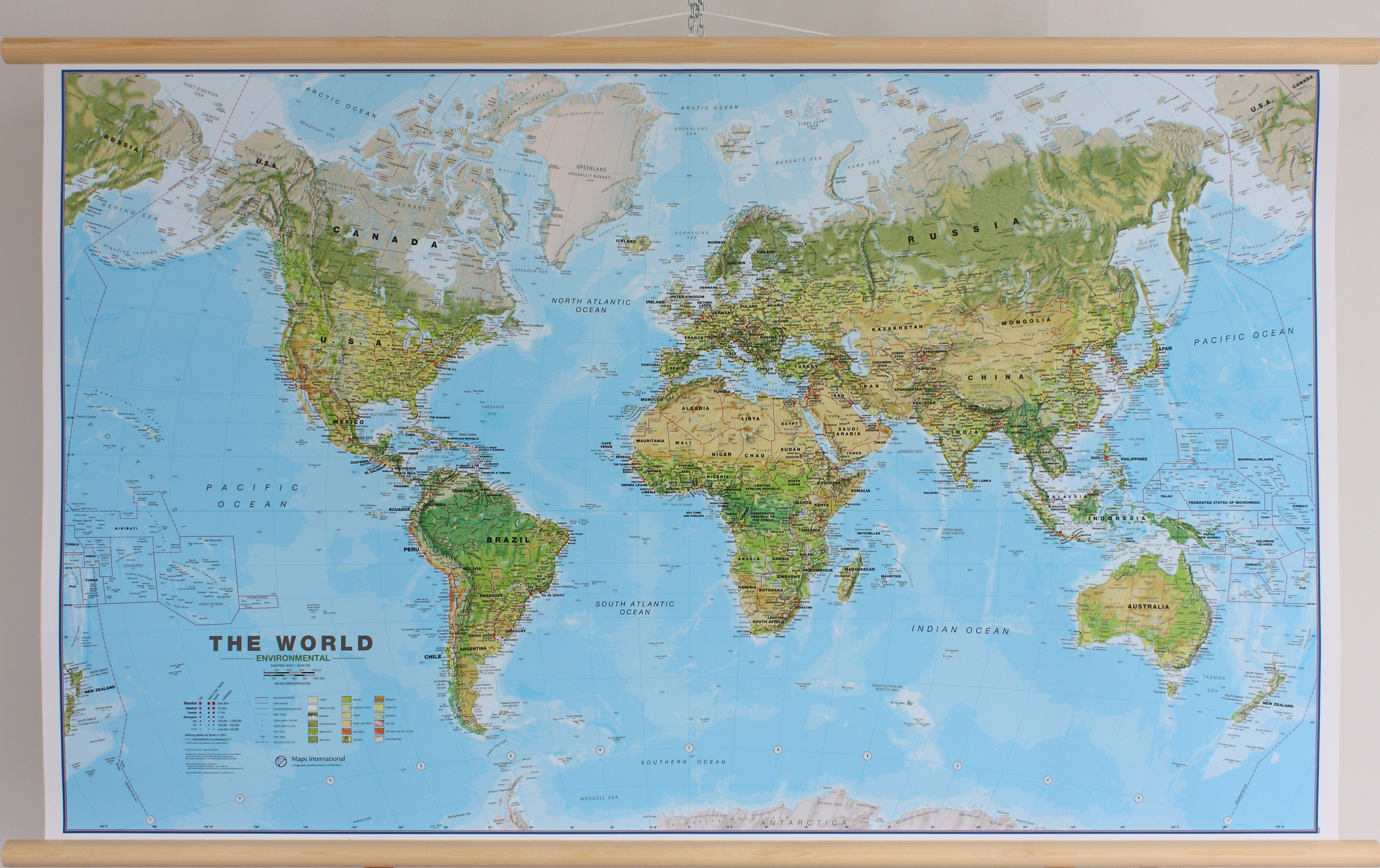 Wereldkaart Environmental, 136 x 84 cm | Maps International