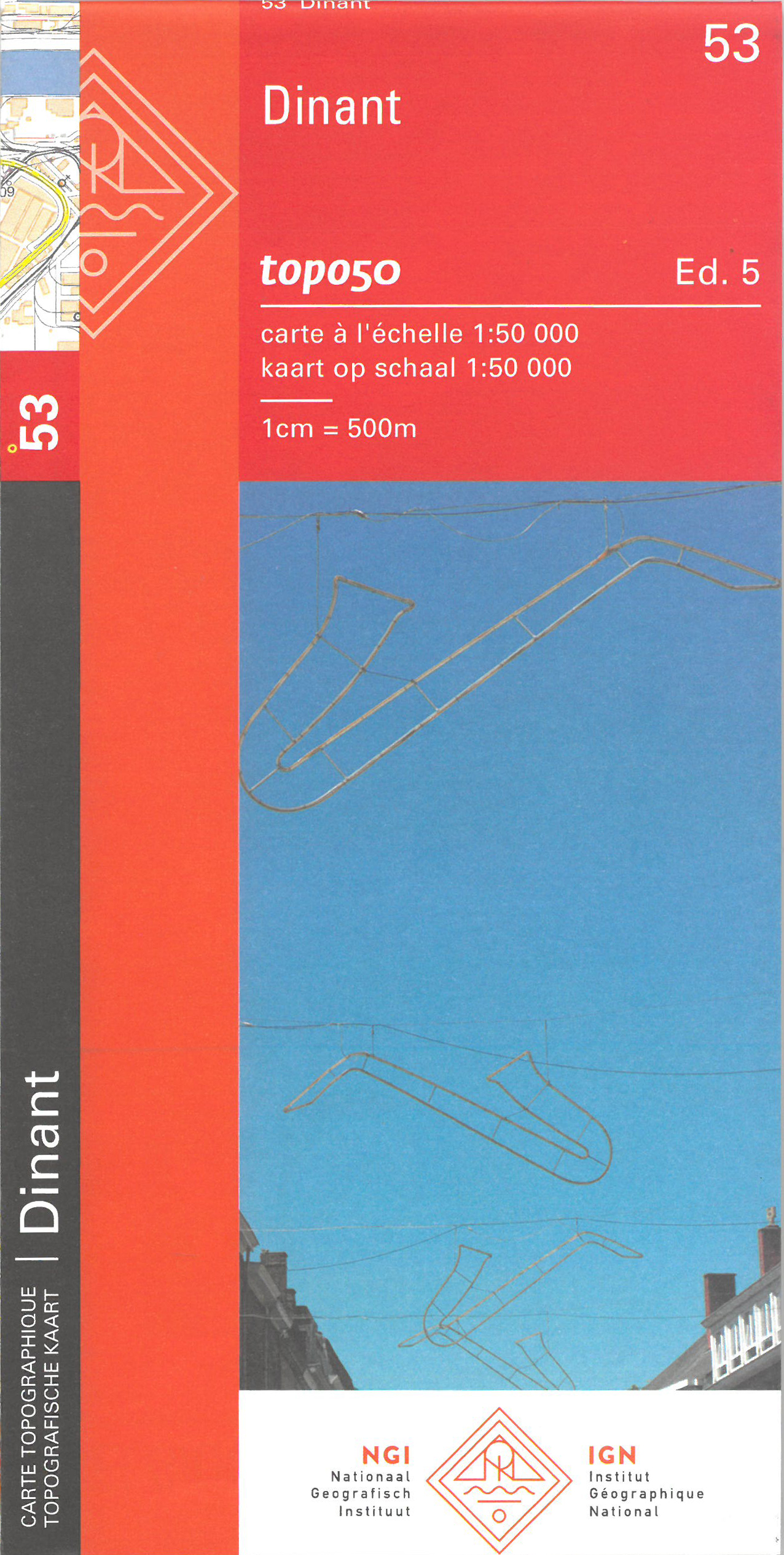 Online bestellen: Topografische kaart - Wandelkaart 53 Topo50 Dinant | NGI - Nationaal Geografisch Instituut
