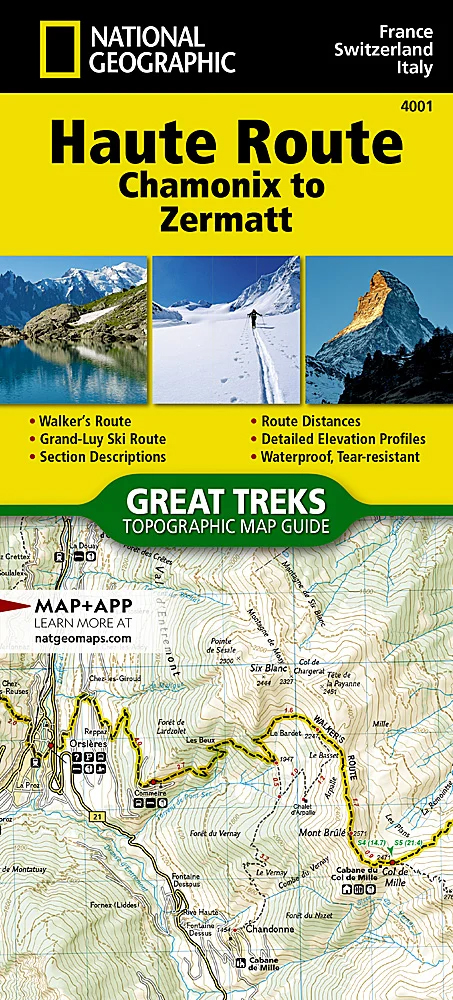 Online bestellen: Wandelatlas 4001 Haute Route Chamonix to Zermatt | National Geographic