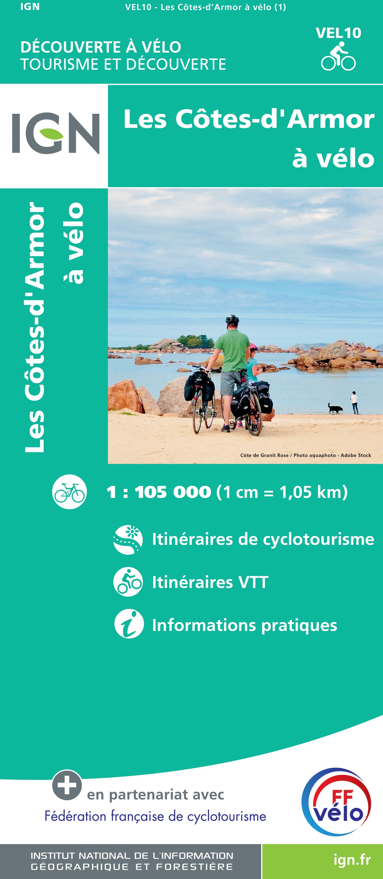 Online bestellen: Fietskaart 10 Velo Cotes-d'Armor a velo - by bike | IGN - Institut Géographique National