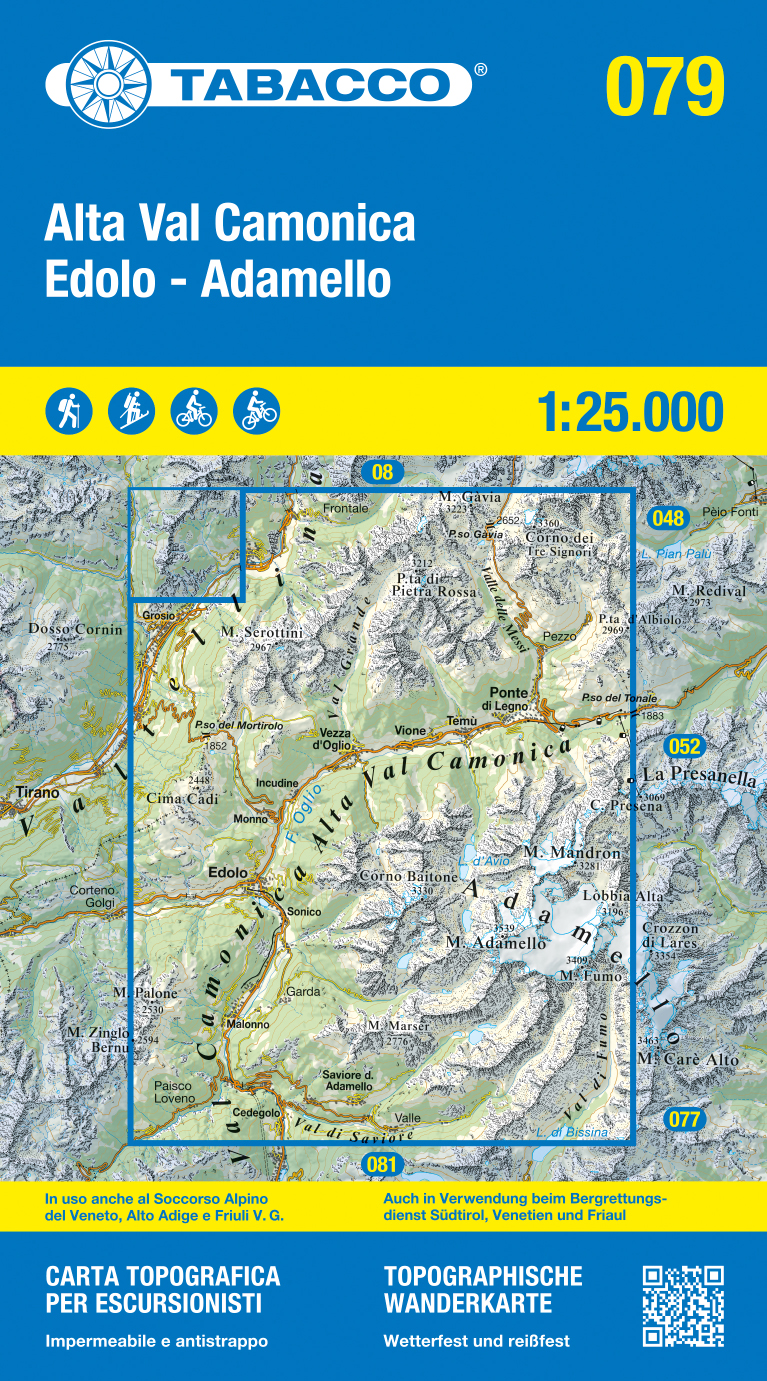 Online bestellen: Wandelkaart 079 Alta val Camonica - Edolo - Adamello | Tabacco Editrice