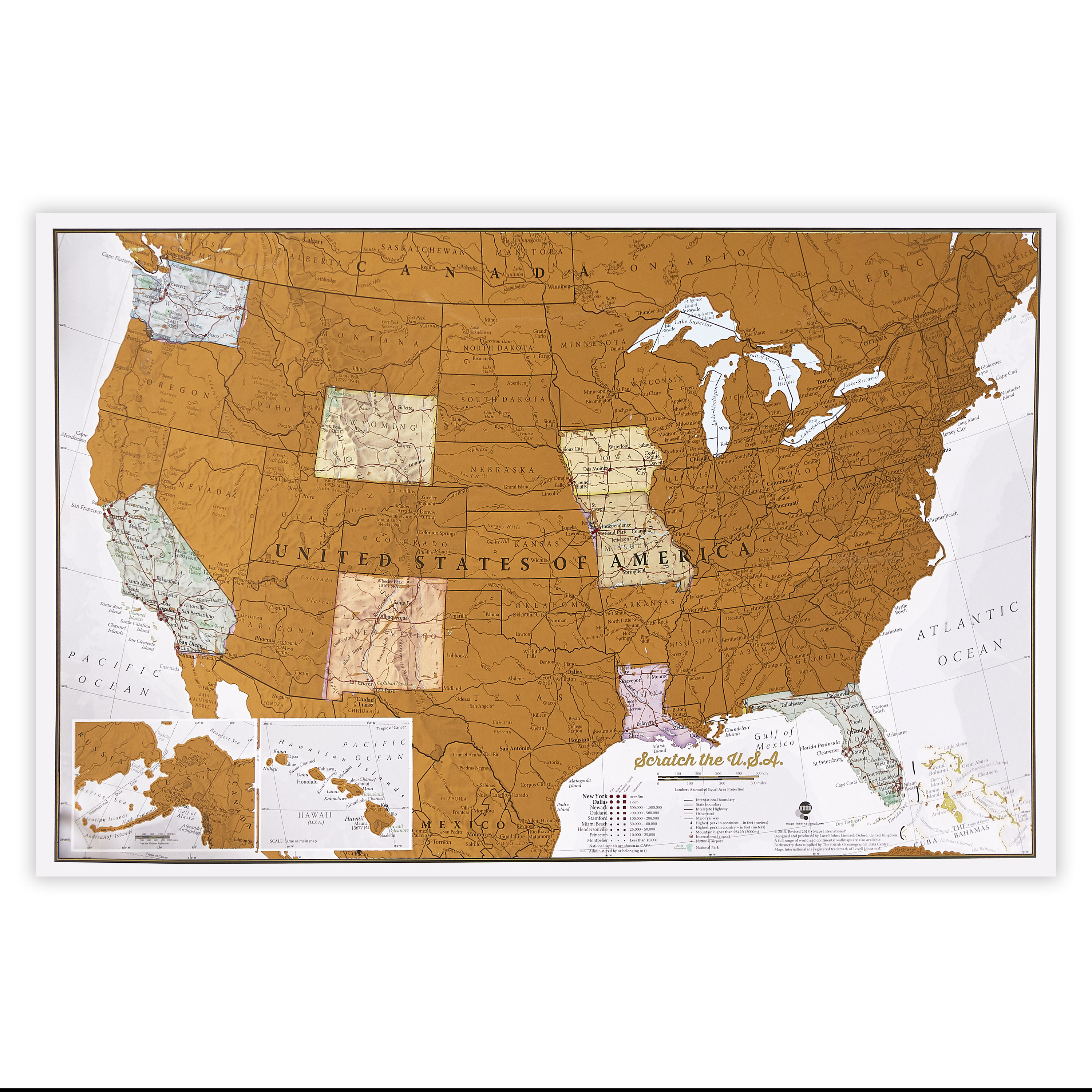 Online bestellen: Scratch Map USA - Verenigde Staten Travel Edition 43.2 x 27,9 cm | Maps International